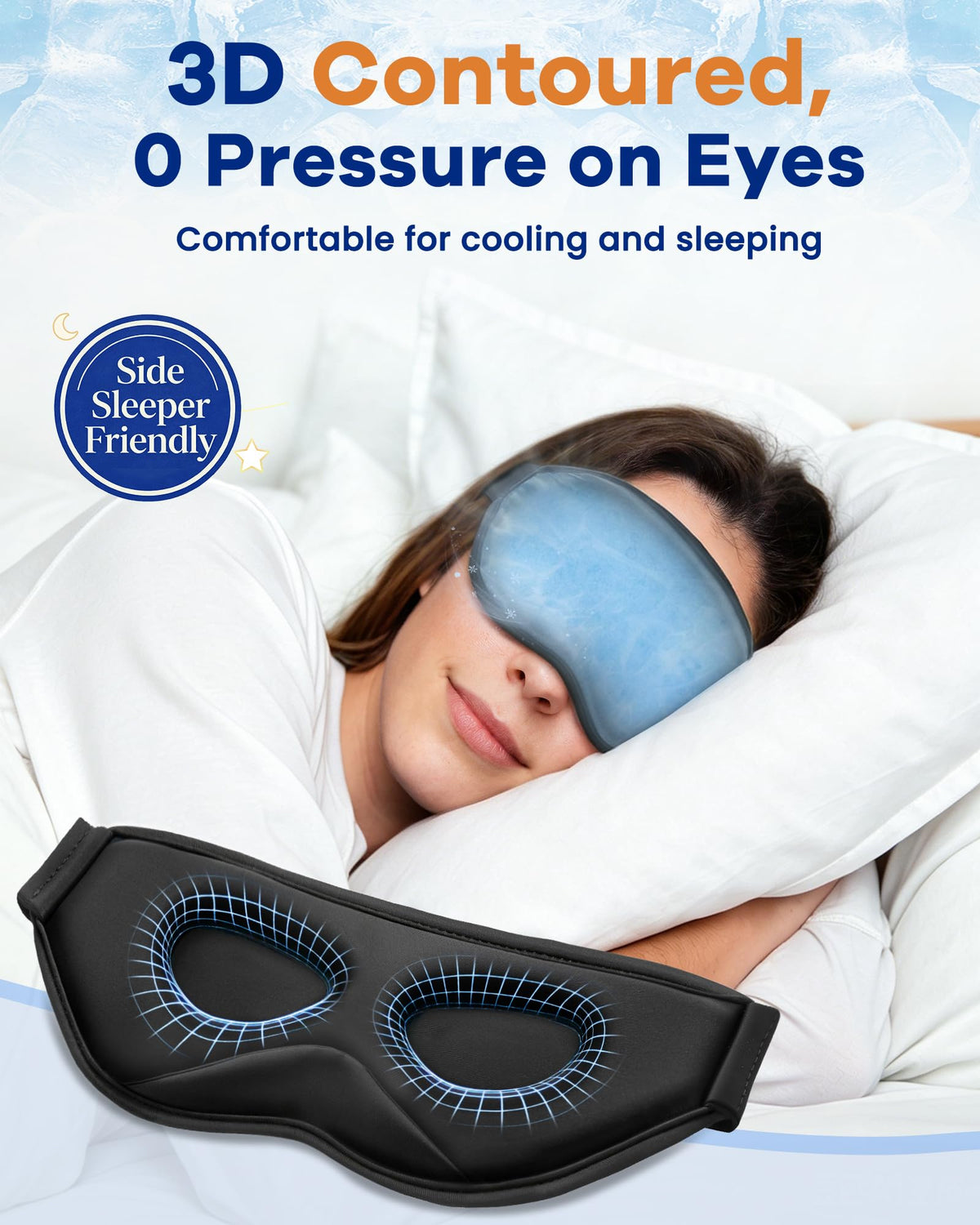 3D Contoured Cooling Eye Mask for Puffy Eyes Migraines - BeeVines Official Imagery - 5