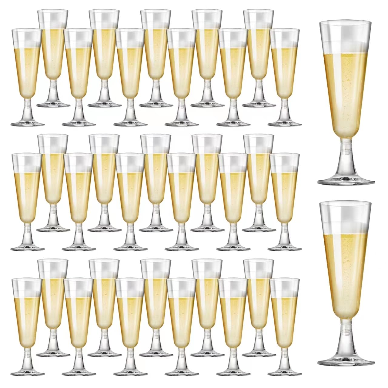 Plastic Champagne Flutes 40 Pack Disposable Champagne Glasses - Product Imagery