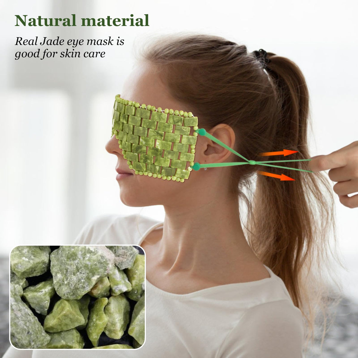 Jade Eye Mask Amethyst Facial Cooling Mask with Ear Strings - LazyGa Official Imagery - 5
