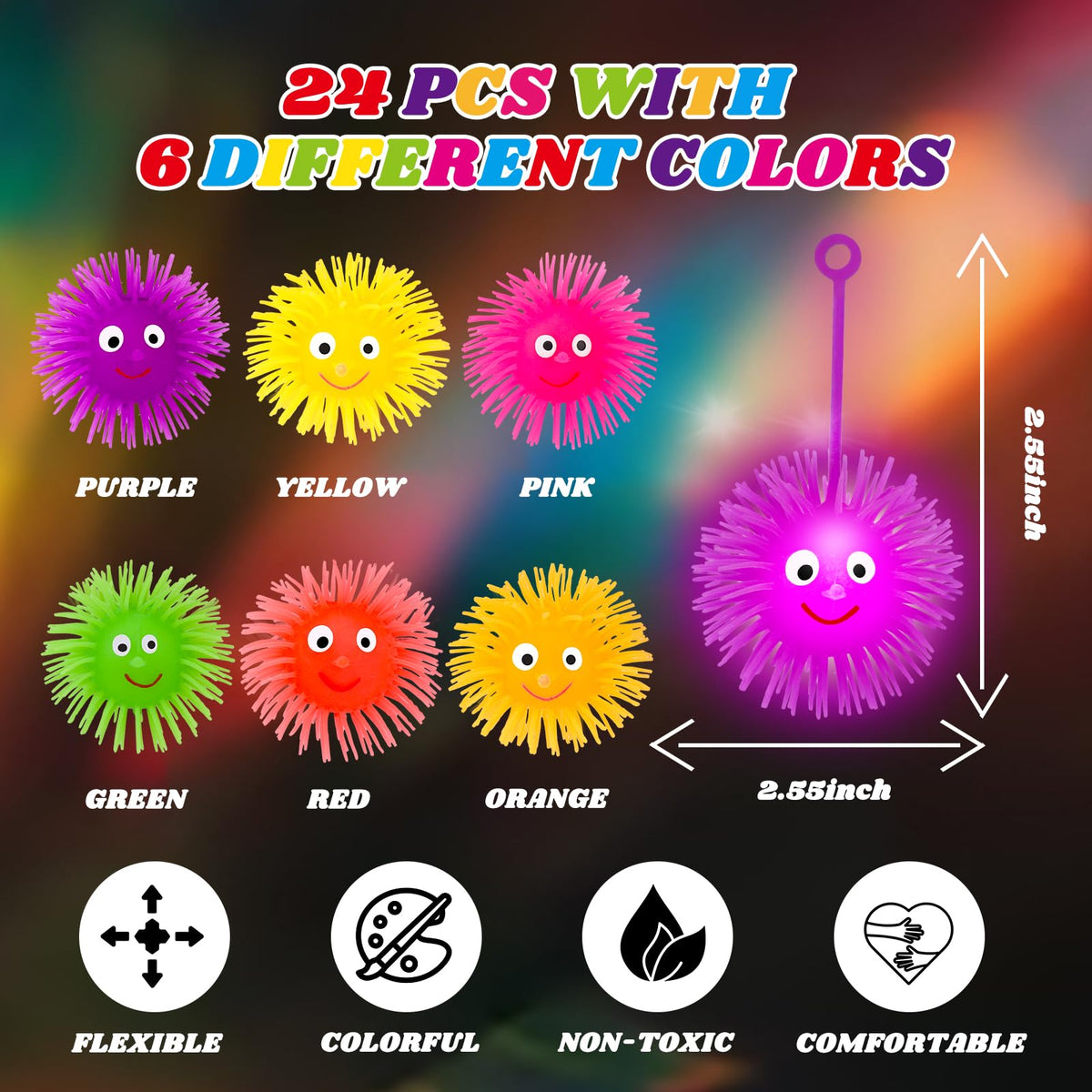 24 PCS Light Up Balls Party Favors for Kids 4 8 8 12 Goodie - Basytodio Official Imagery - 4