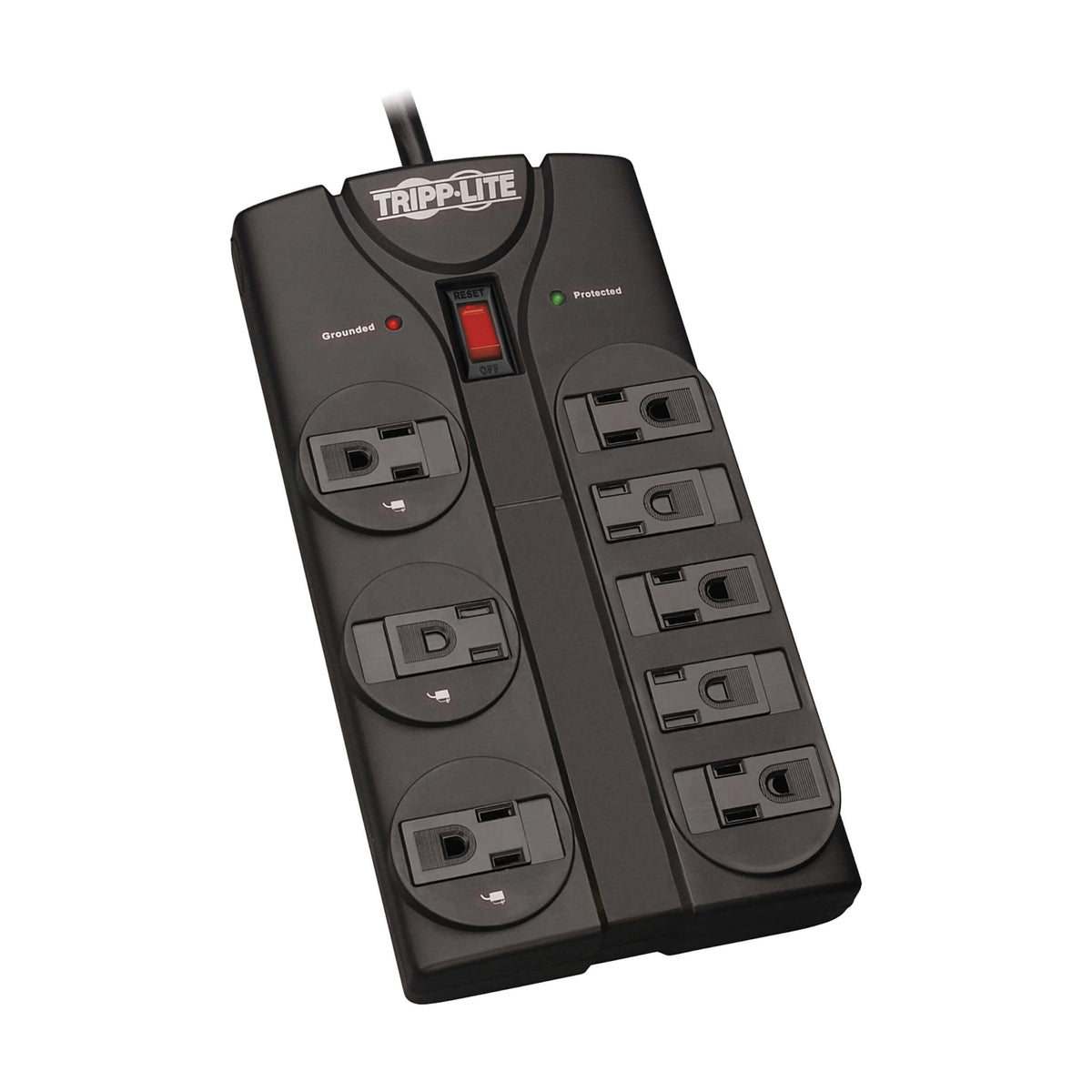 Eaton Tripp Lite TLP808B Black Flat Plug Surge Protector 8 - TRIPP LITE Official Imagery - 1