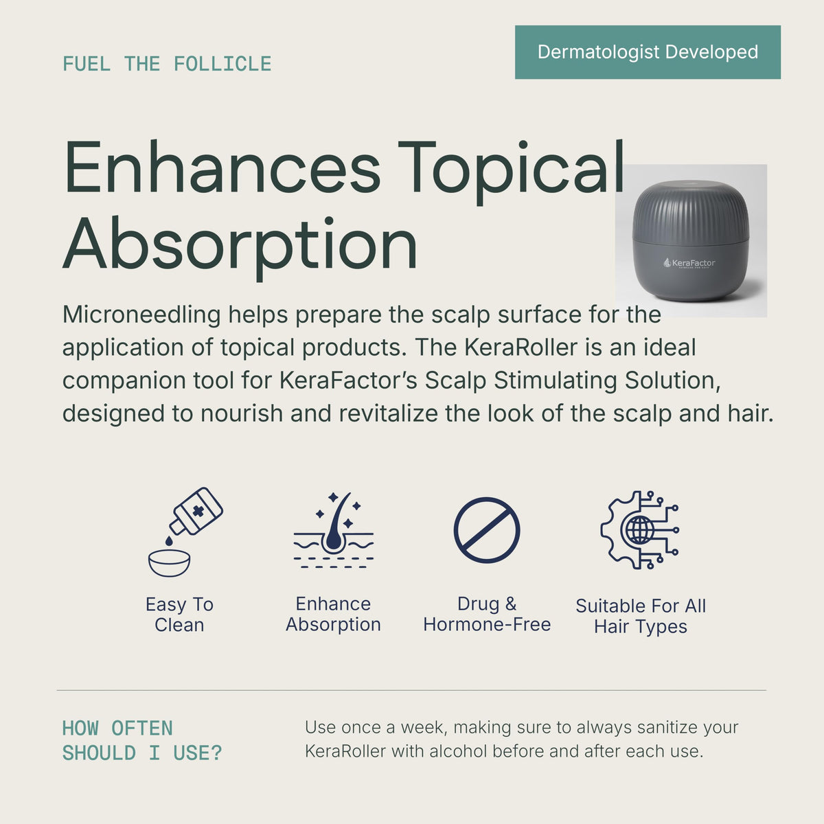 KeraRoller Precision Scalp Microneedling Handheld Device to - KeraFactor Official Imagery - 3