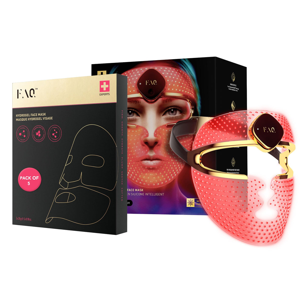 FAQ 202 LED Face Mask Glass Skin Hydrogel Mask Bundle 5pcs - FAQ Official Imagery - 2