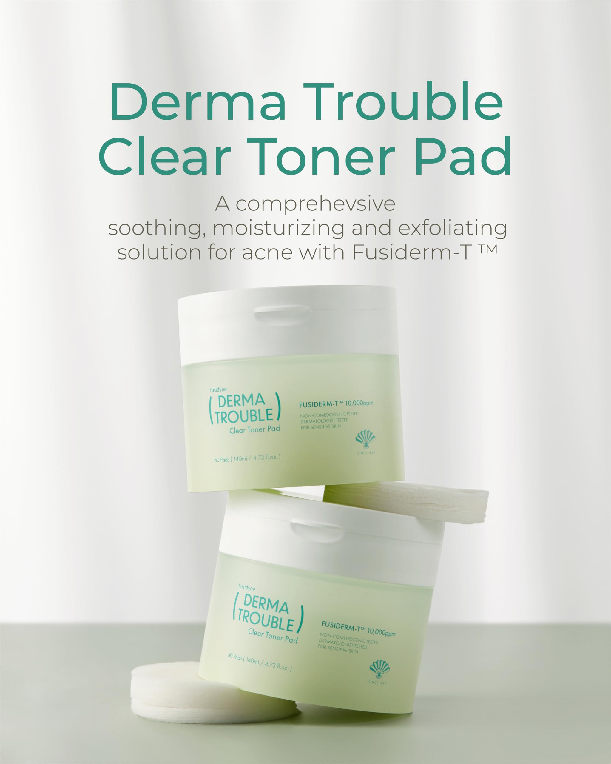Derma Trouble Clear Toner Pads, 60ct, LHA, PHA, Salicylic - FUSIDYNE