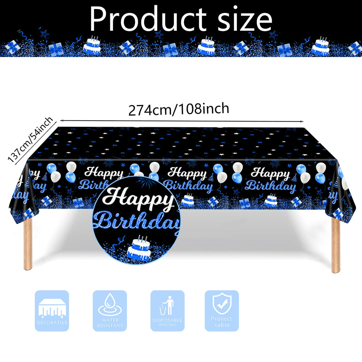 219Pcs Navy Blue Birthday Party Supplies Happy Birthday - Lousuip Official Imagery - 4
