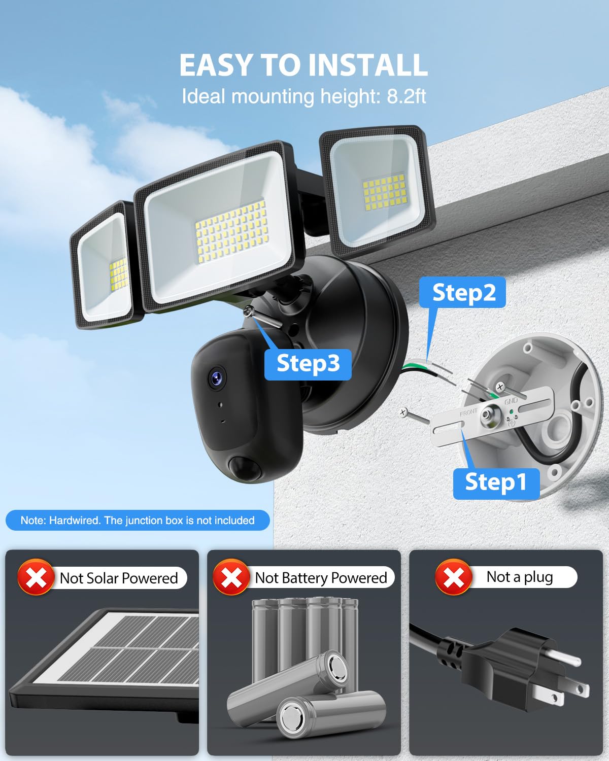 Floodlight Camera Hardwired 6500LM 2K HD Security Camera - Atfoyer Official Imagery - 3