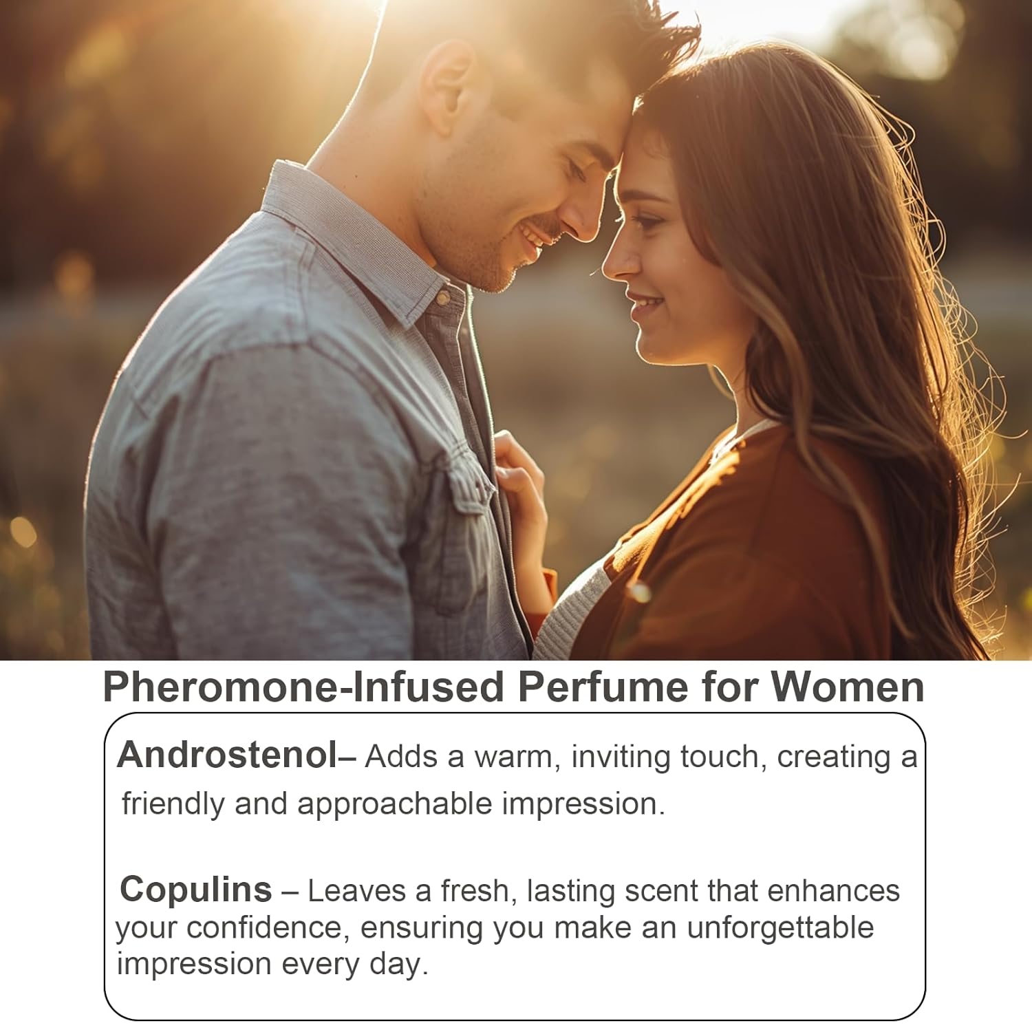 Elyscentra women's pheromone perfume bottle featuring long-lasting amber vanilla Eau de Parfum spray.