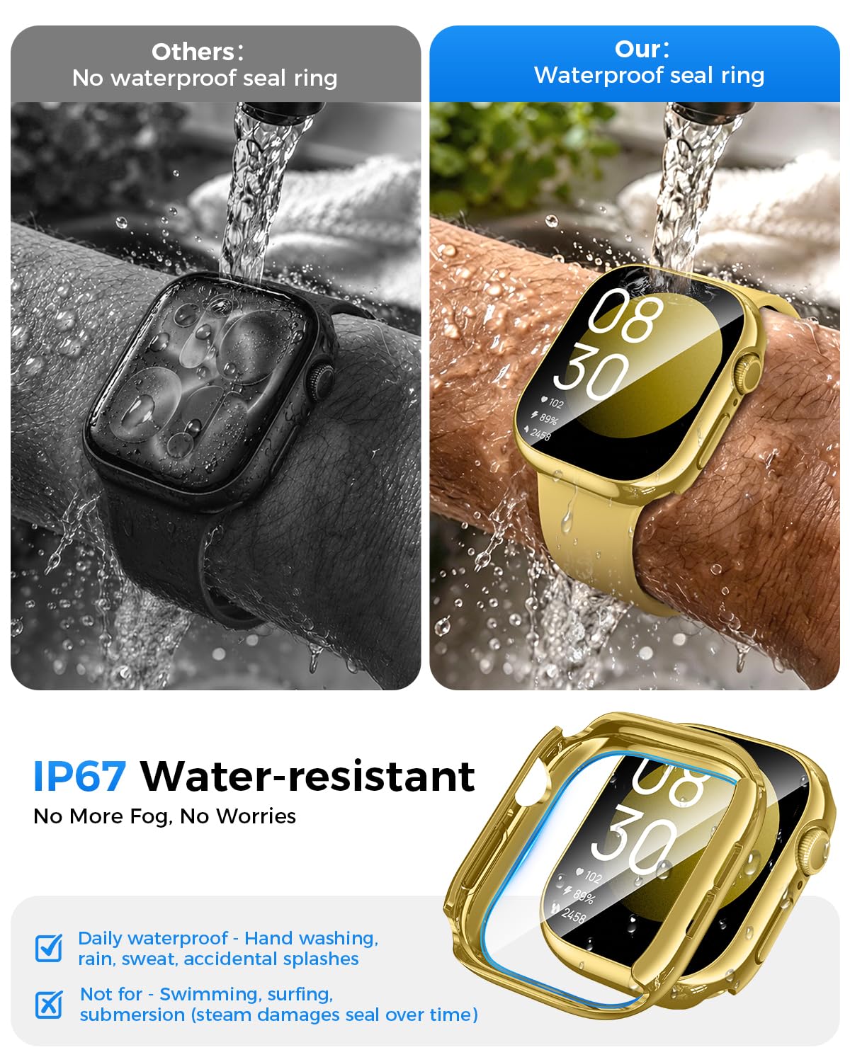 Goton IP67 Waterproof Case with Glass for Apple Watch 40mm Series 6/5/ - View 3