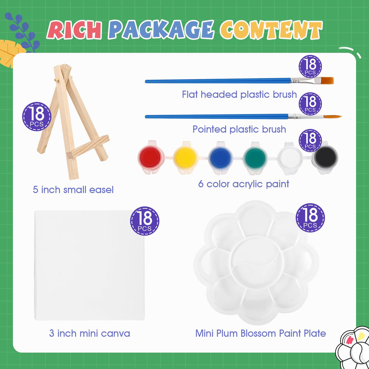 ESRICH 18 Set Mini Acrylic Paint Kit Mini Stretched Canvas - ESRICH Official Imagery - 5
