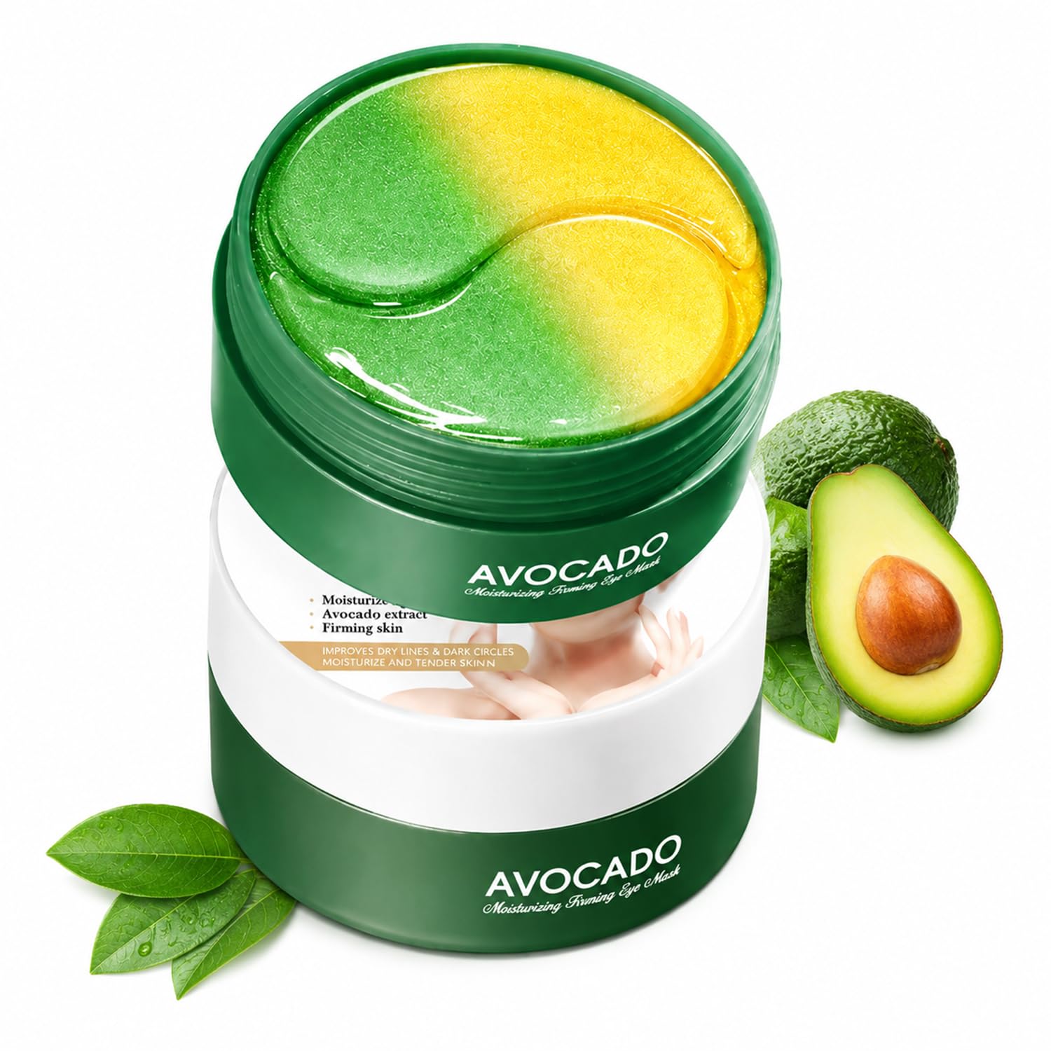 60PCS Avocado Under Eye Patches, Eye Masks for Dark Circles and - Product Imagery