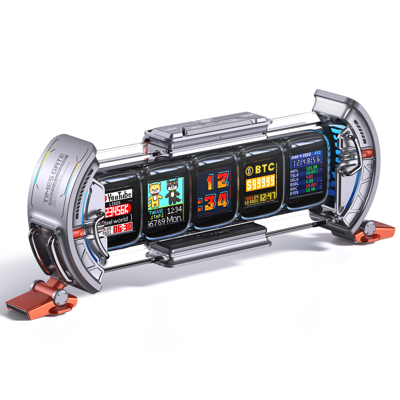 Divoom Times Gate - Cyberpunk Gaming Setup Digital Alarm Clock, - Product Imagery