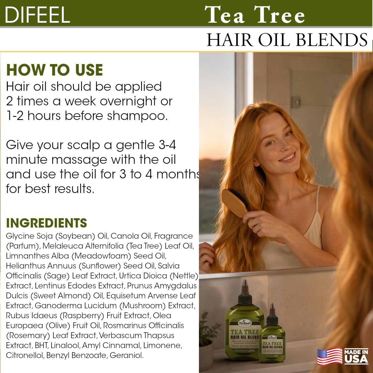 Difeel Tea Tree Hair Oil Blend 7.1 Ounces - Lightweight Hair and Scalp Treatment f - Difeel Official Product View 9
