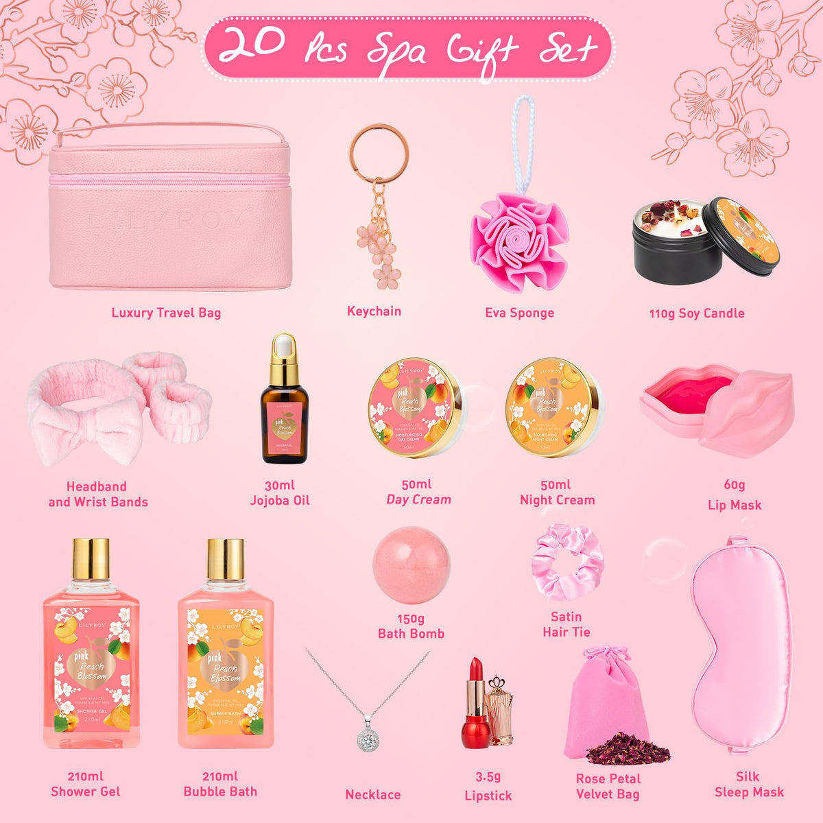 20Pcs Luxurious Bath Gift Set Skin Care Gifts Spa Gifts for - LILY ROY Official Imagery - 4