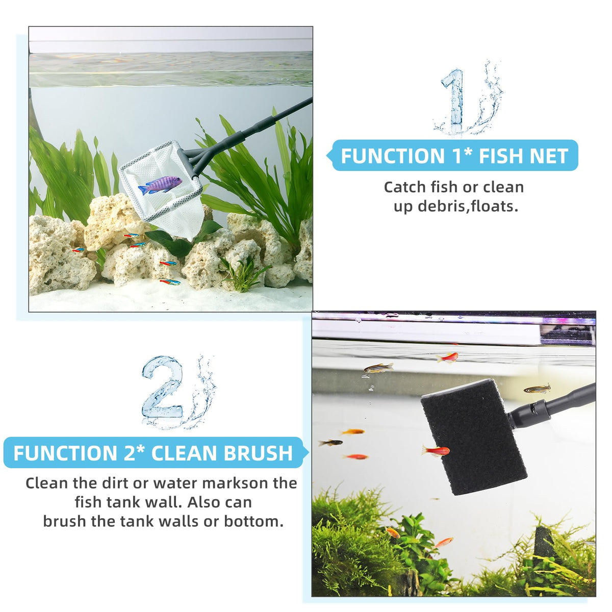 hygger Aquarium Gravel Cleaner Kit Fish Net Aquarium - hygger Official Imagery - 5