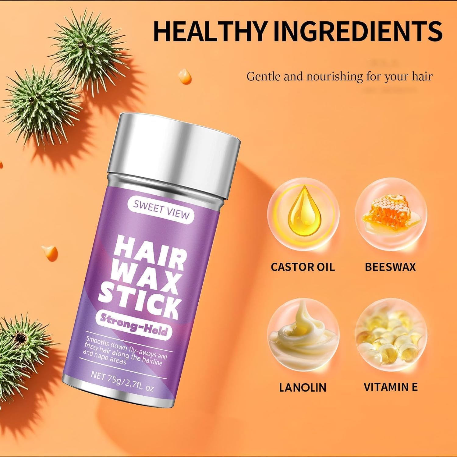 SWEET VIEW Hair Wax Stick & Slick Back Brush - SWEET VIEW Official Product View 5