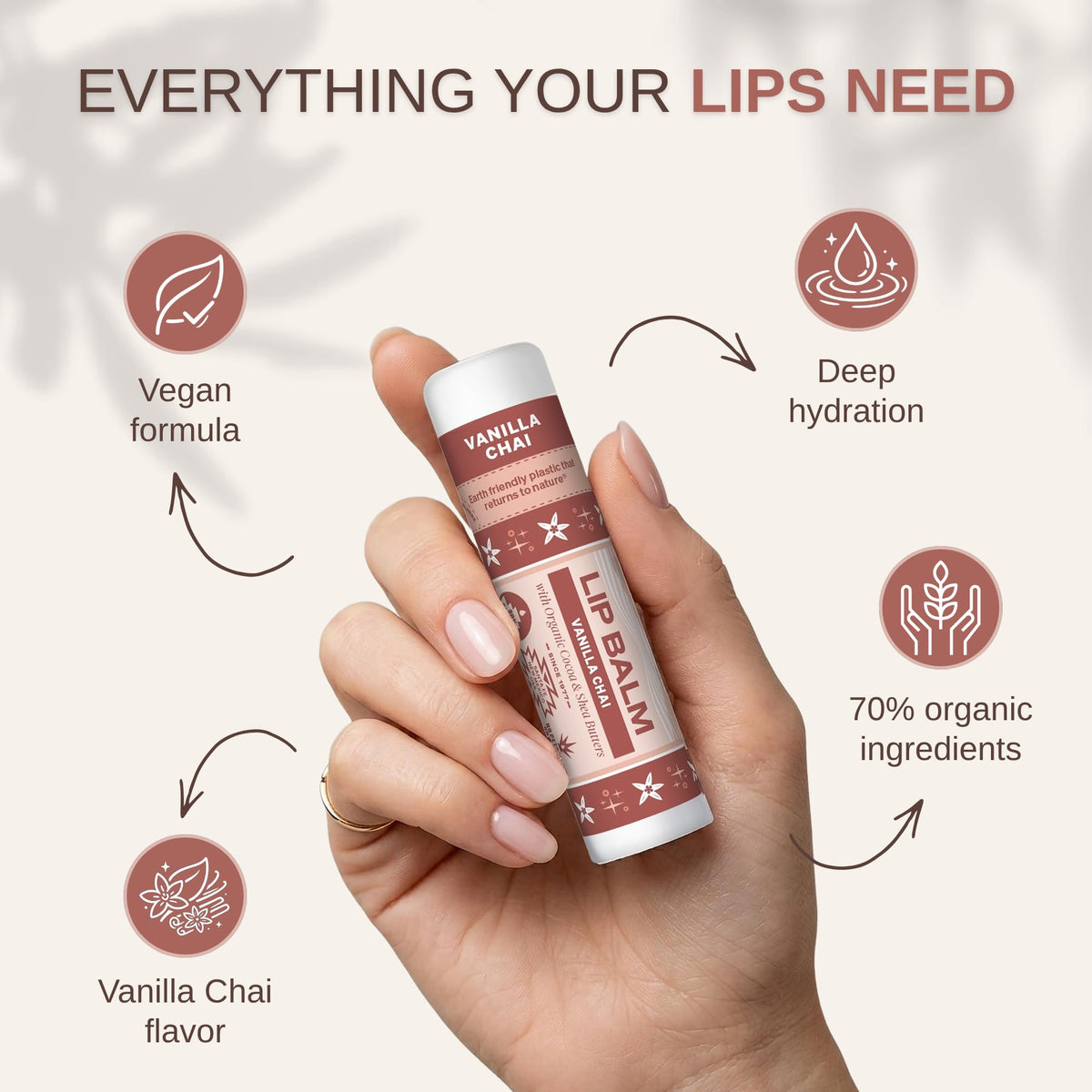 Soothing Touch Vanilla Chai Vegan Lip Balm 70 Organic - Soothing Touch Official Imagery - 4