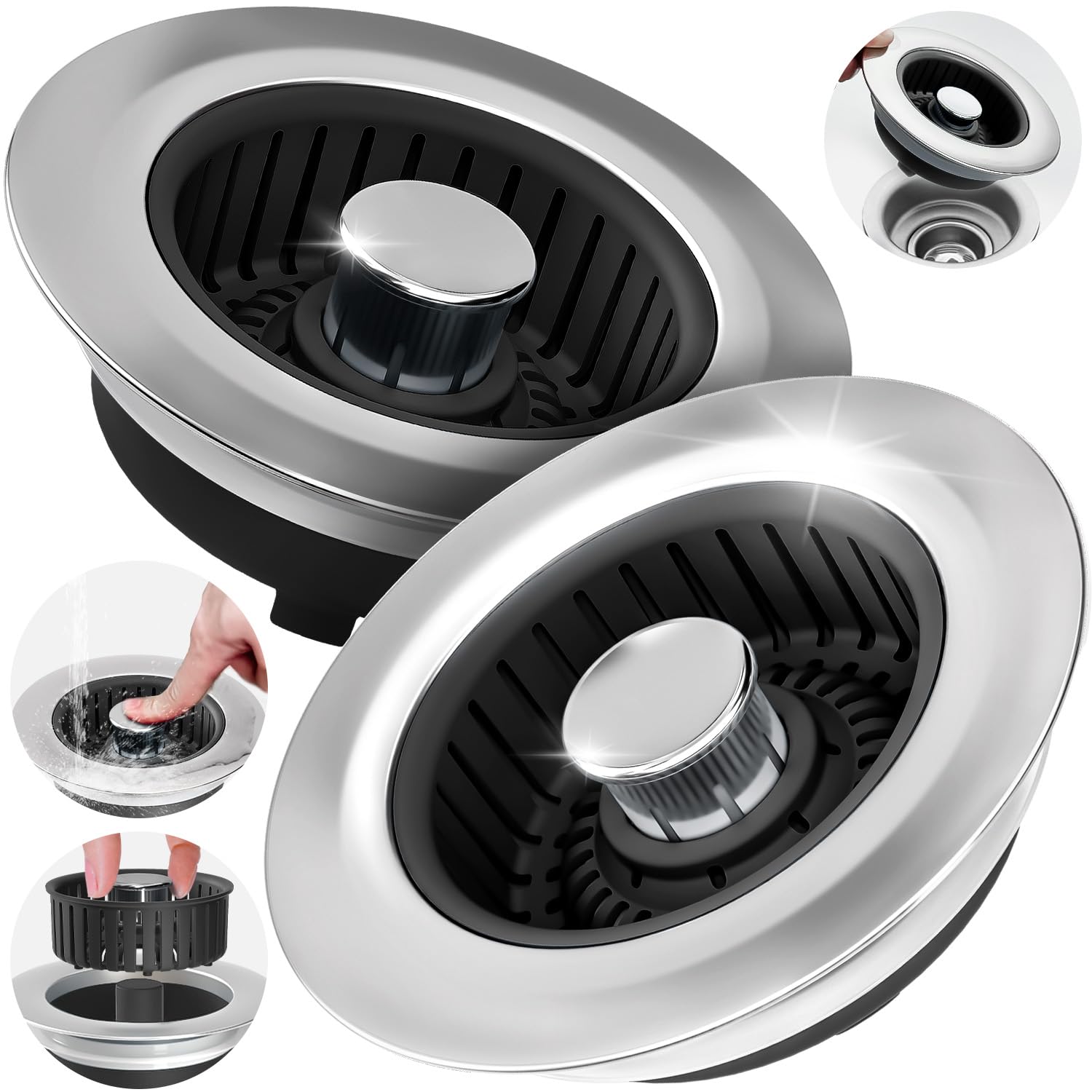zaa 3 in 1 Kitchen Sink Drain Strainer Stopper Removable Basket P - zaa Official Product View 8