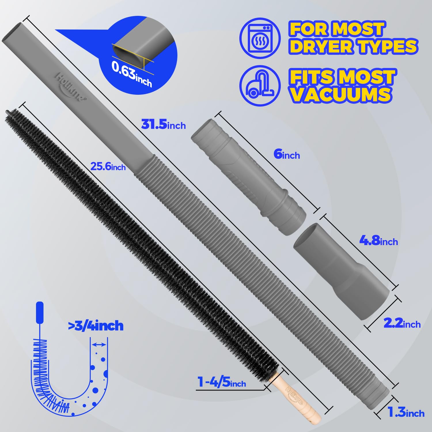 Holikme Dryer Vent Cleaner Kit 2Pack - Lint Vacuum Attachment & B by Holikme - Angle View 7