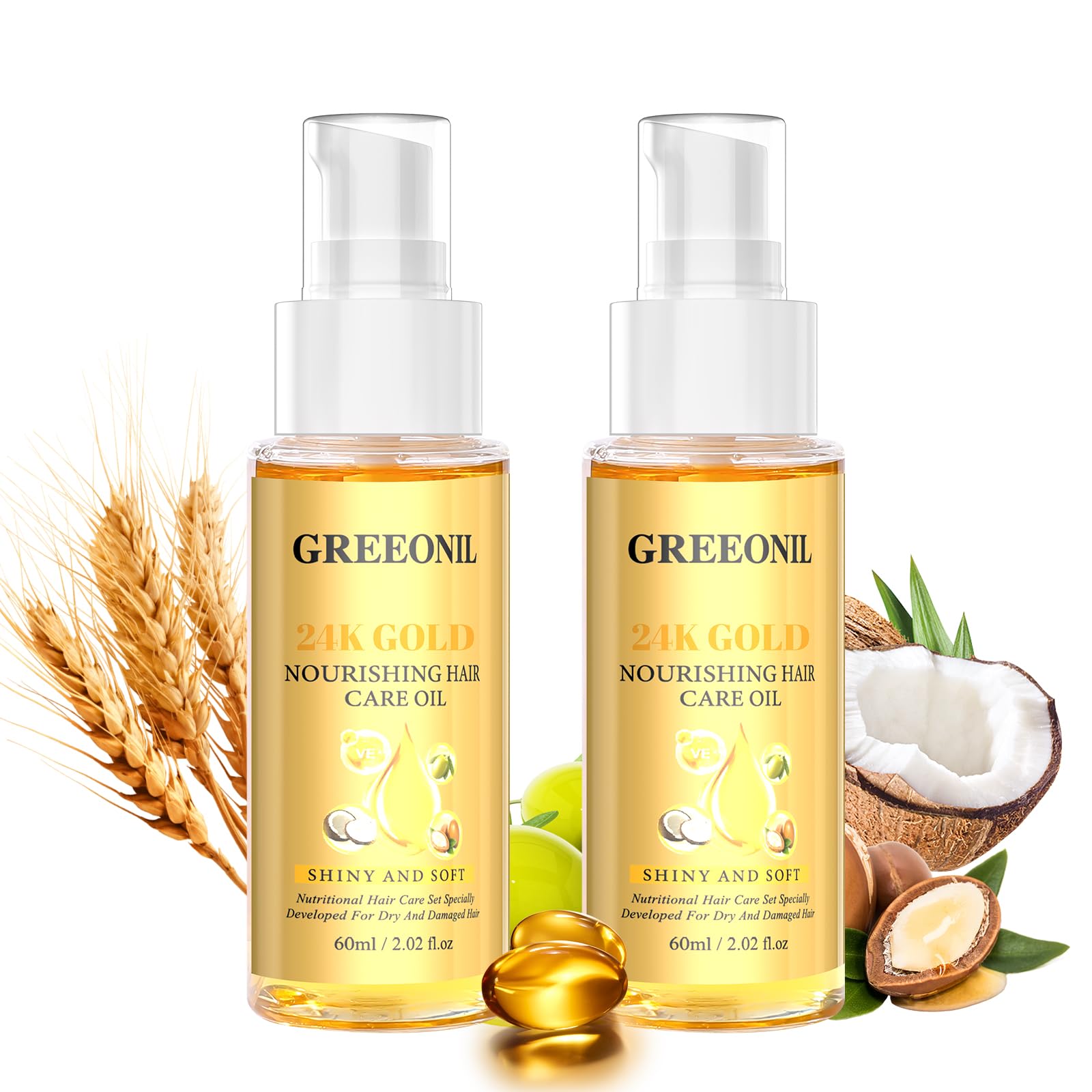 GREEONIL 24K Gold Argan, Coconut, and Olive Oil Serum for Frizz Control, Shine, - GREEONIL Official Product View 10