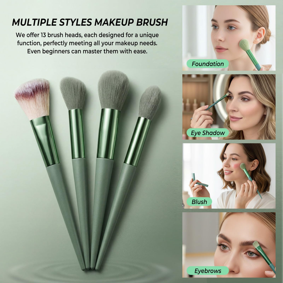 10 Sets Makeup Brushes with 13 Travel Size Brushes Pouch - HDFCLUP Official Imagery - 5