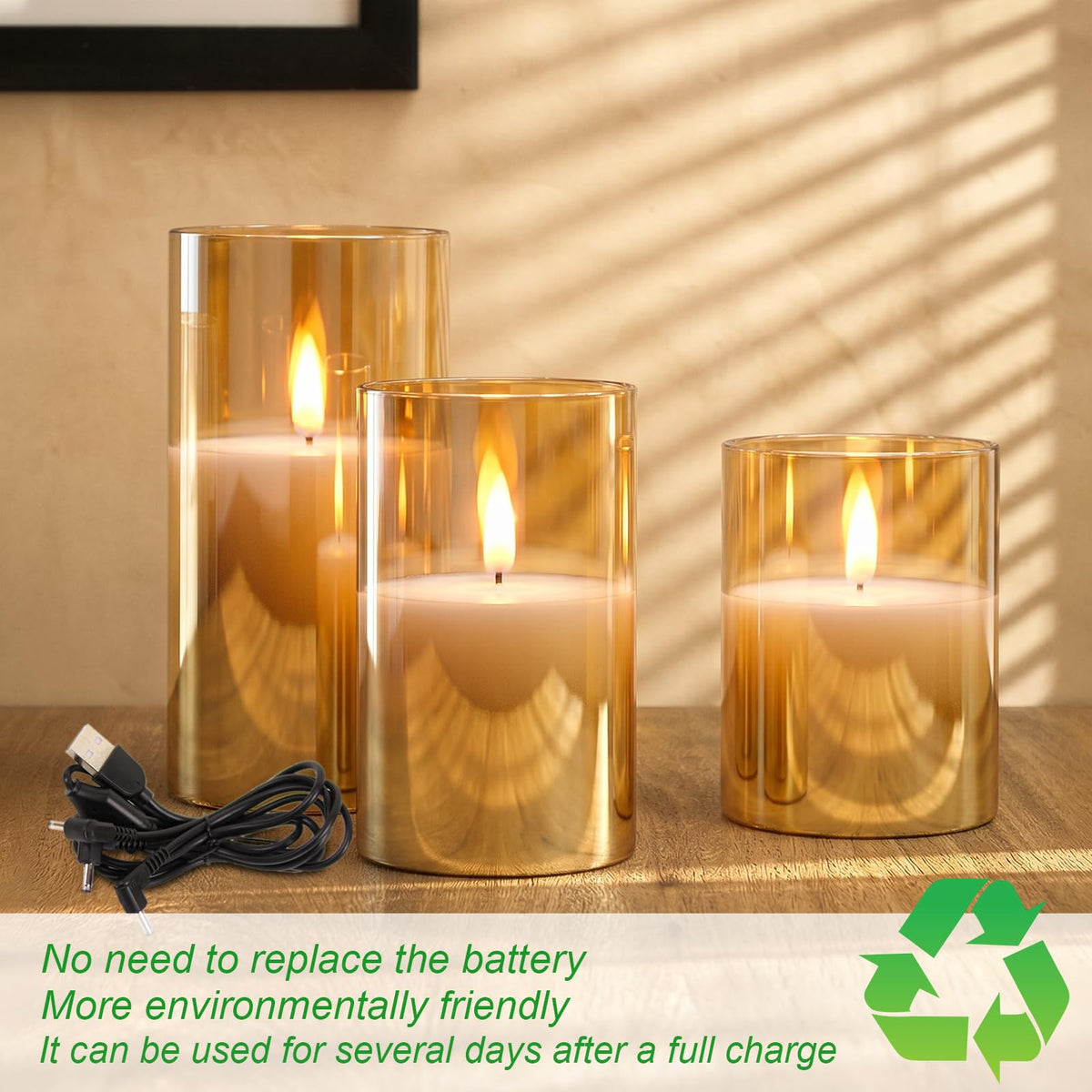 GenSwin Glass Rechargeable Flameless Candles Remote Battery - GenSwin Official Imagery - 5