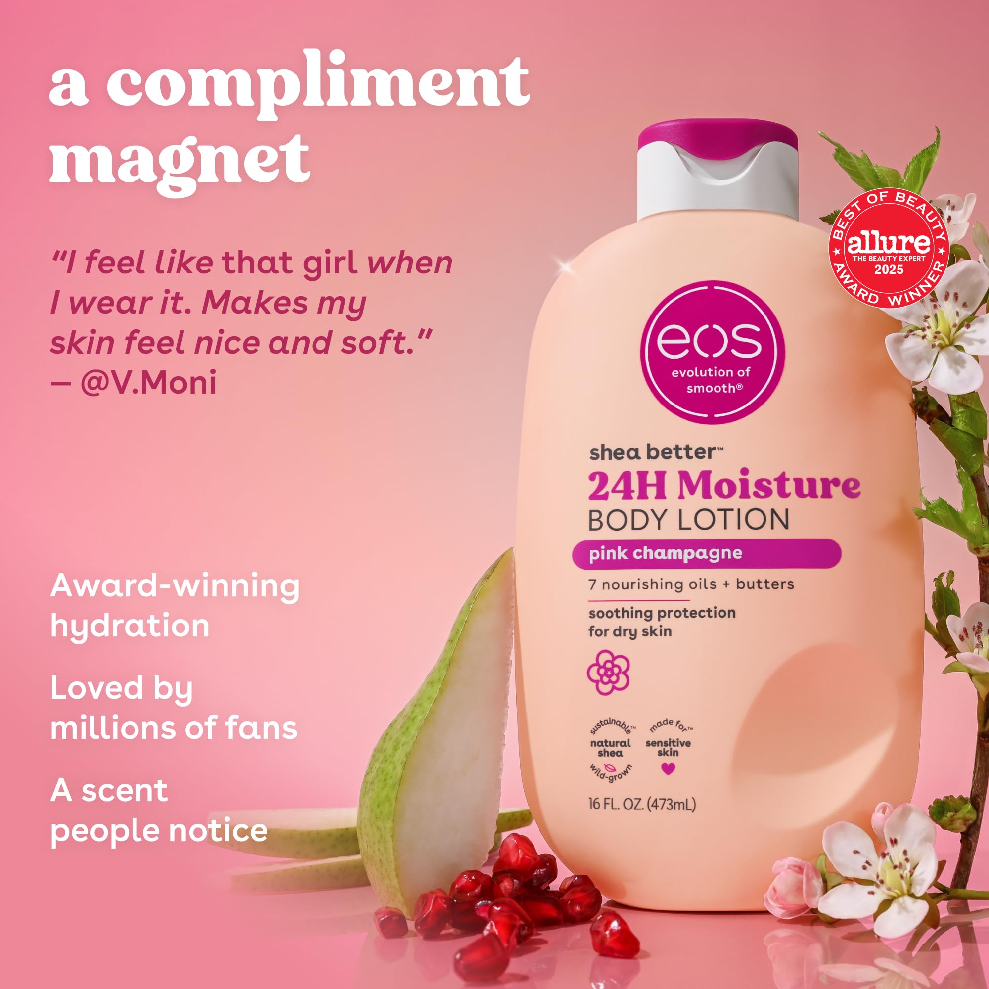 eos Shea Better 24H Moisture Body Lotion Pink Champagne 16 - eos Official Product Imagery - 5