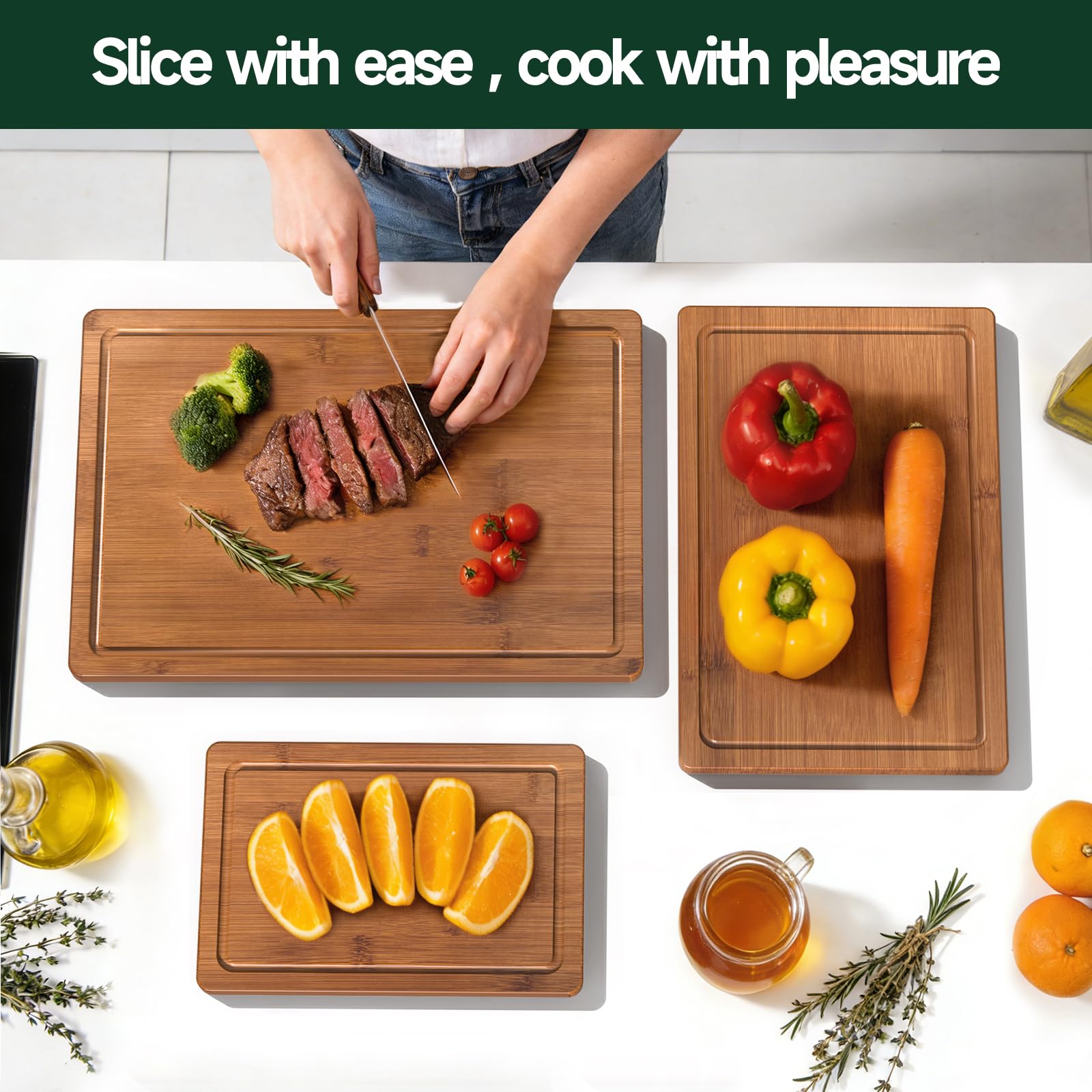 zeawec 3-Piece Set Deep-Carbonized Bamboo Cutting Board for Kitch - zeawec Official Product View 7