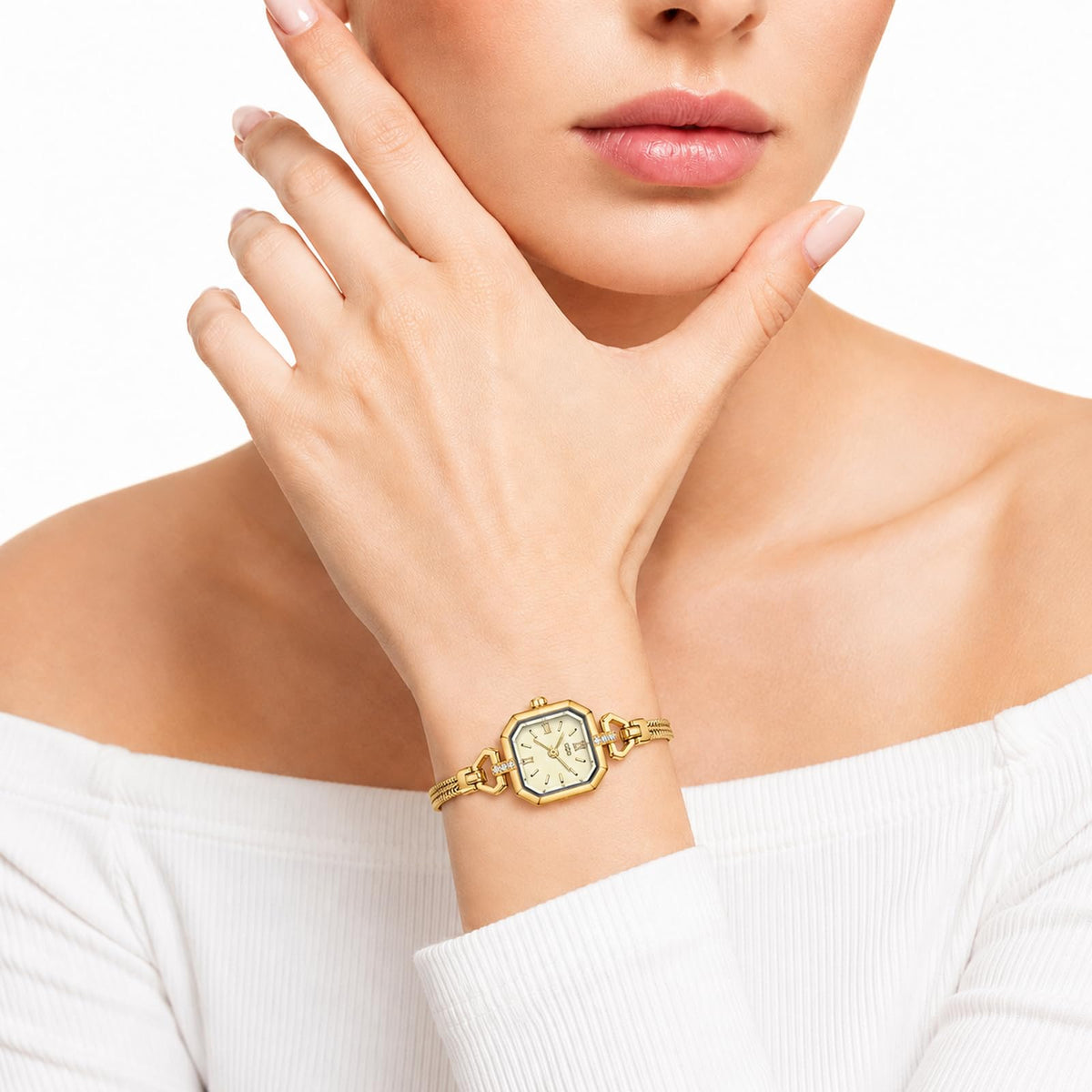 FANMIS Women Petite Bracelet Watch Small Gold Octagon Quartz - FANMIS Official Imagery - 4