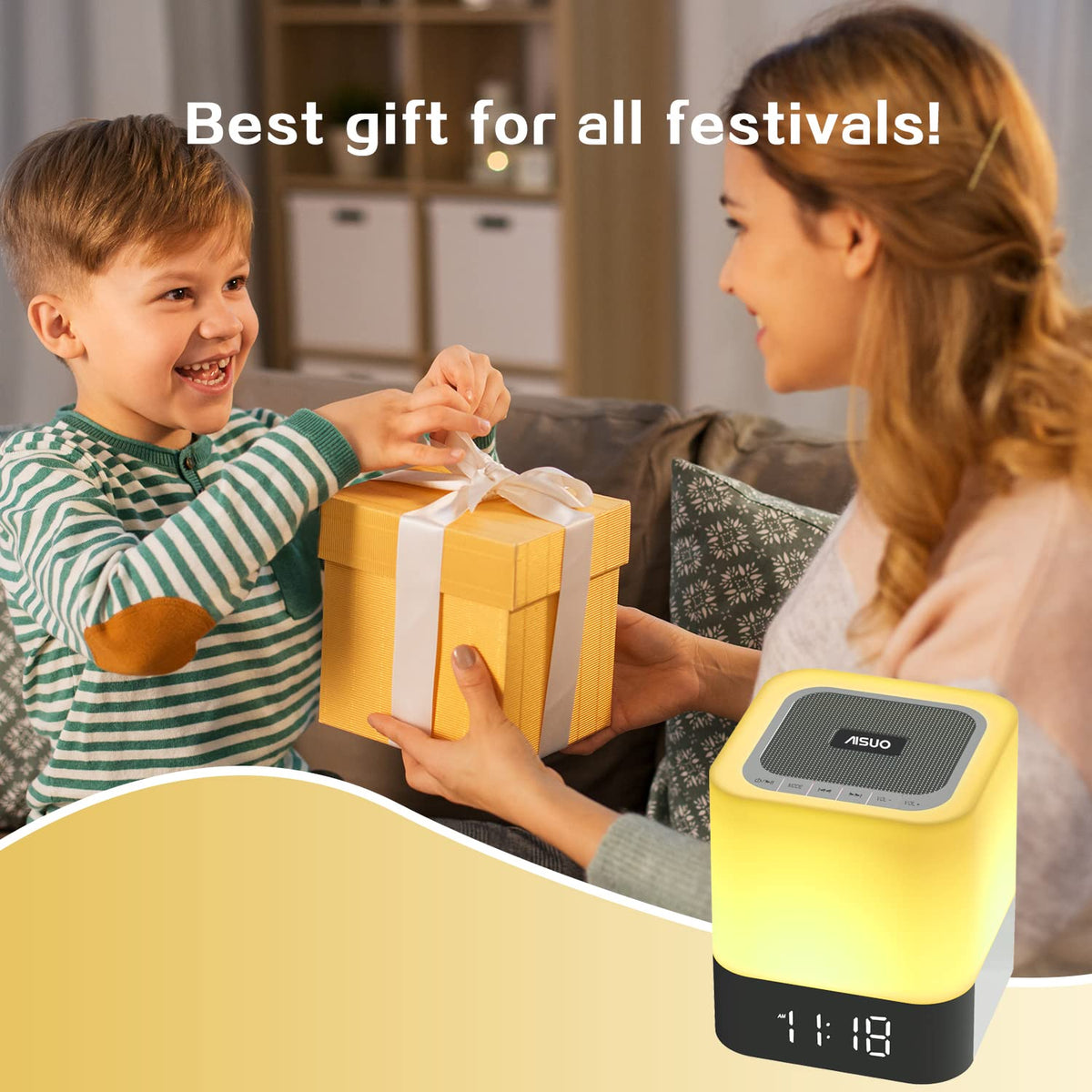 Touch Light Bluetooth Speaker with Alarm Clock Small Lamp - Aisuo Official Imagery - 6