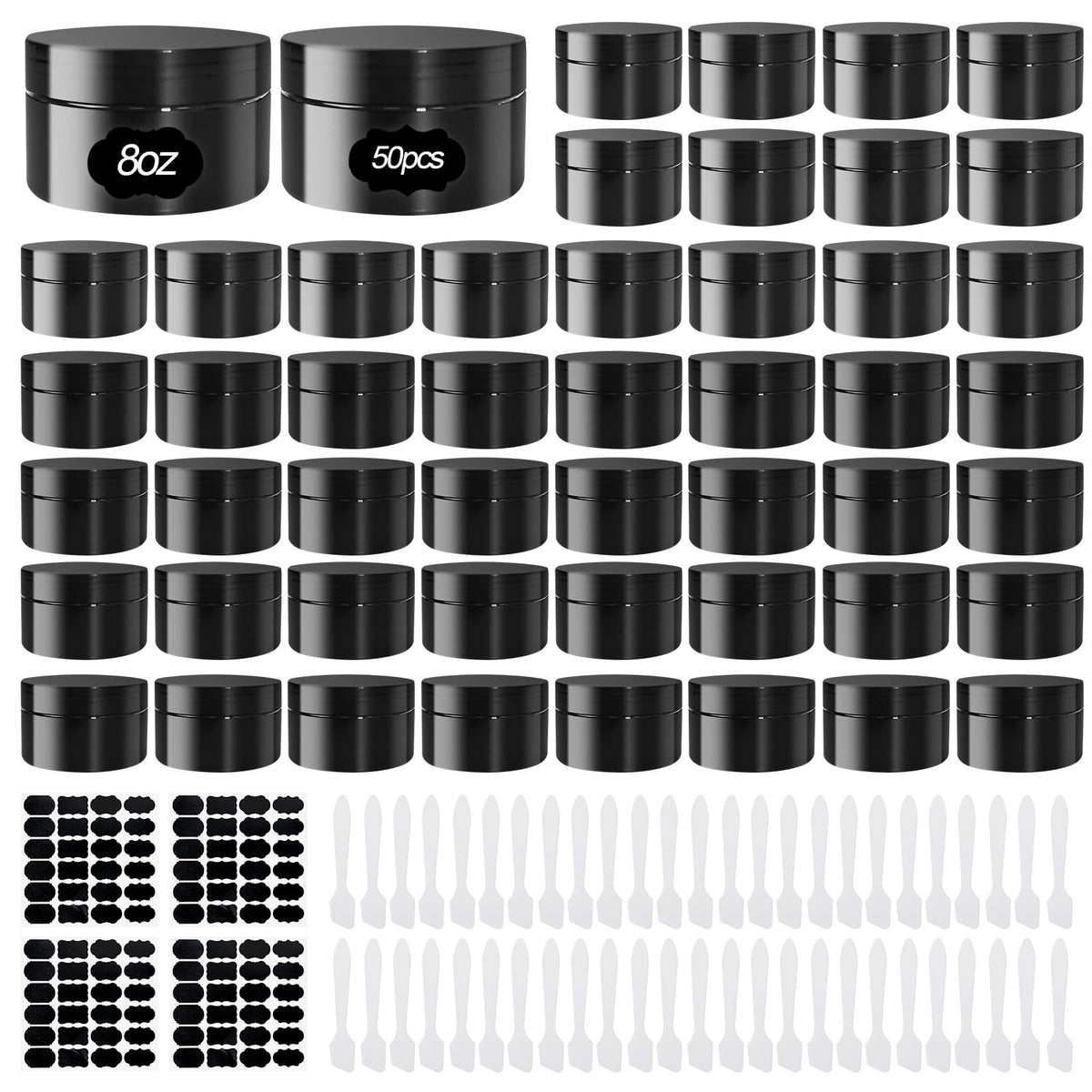 50 Pcs Plastic Jars with Lid 8 oz Plastic Cosmetic - SENONAPO Official Imagery - 2