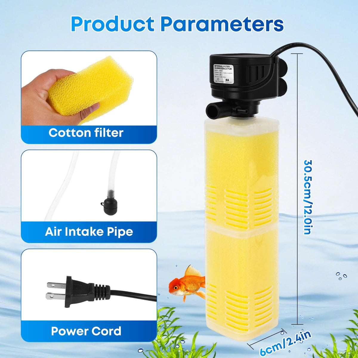 320GPH Aquarium Filter for 40 100 Gallon Fish Tanks 4 in 1 - Donhallstar Official Imagery - 4
