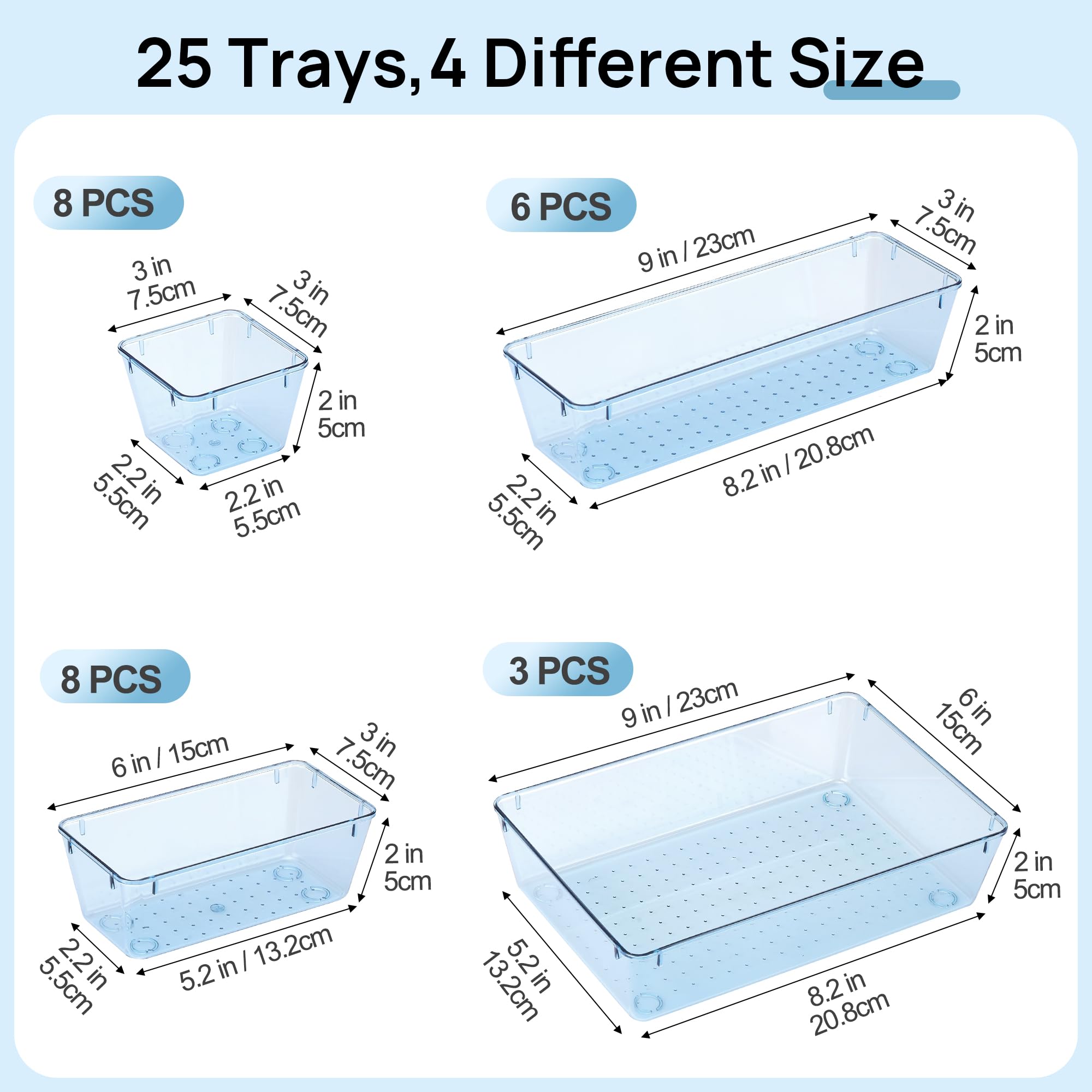 Vtopmart 25 Pack Plastic Drawer Organizers with Non-slip Rubber Pads - Vtopmart Official Product View 2