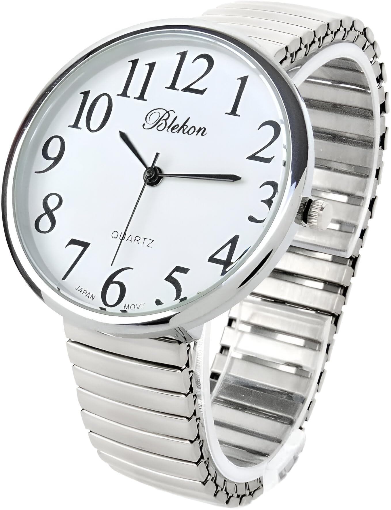 Geneva Super Large Stretch Watch Clear Number Easy Read (Silver) - Product Imagery
