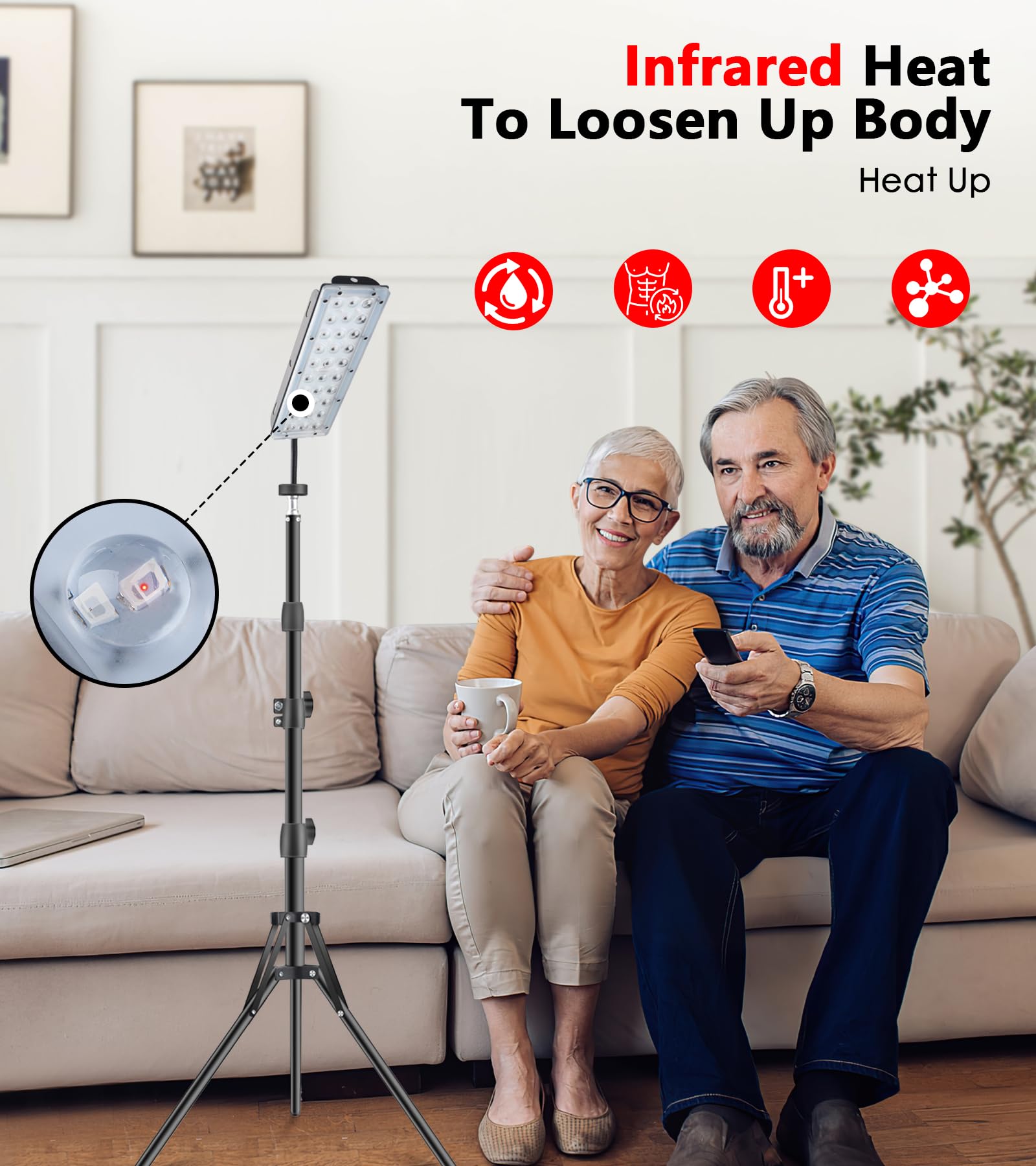 Astarexin red light therapy panel with stand, featuring 660nm and 850nm wavelengths for health and personal care use