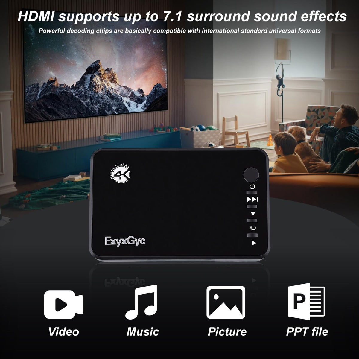 HDMI Media Player 4K Ultra HD Digital Media Player USB SD - FxyxGyc Official Imagery - 6