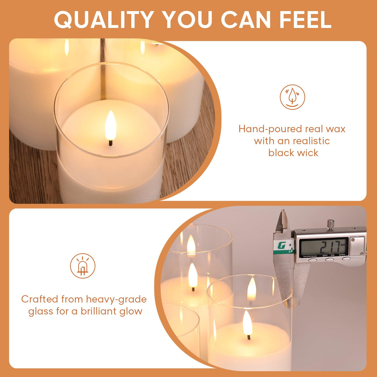 Clear Glass Flameless Candles with Remote Timer Flickering - Eywamage Official Imagery - 5