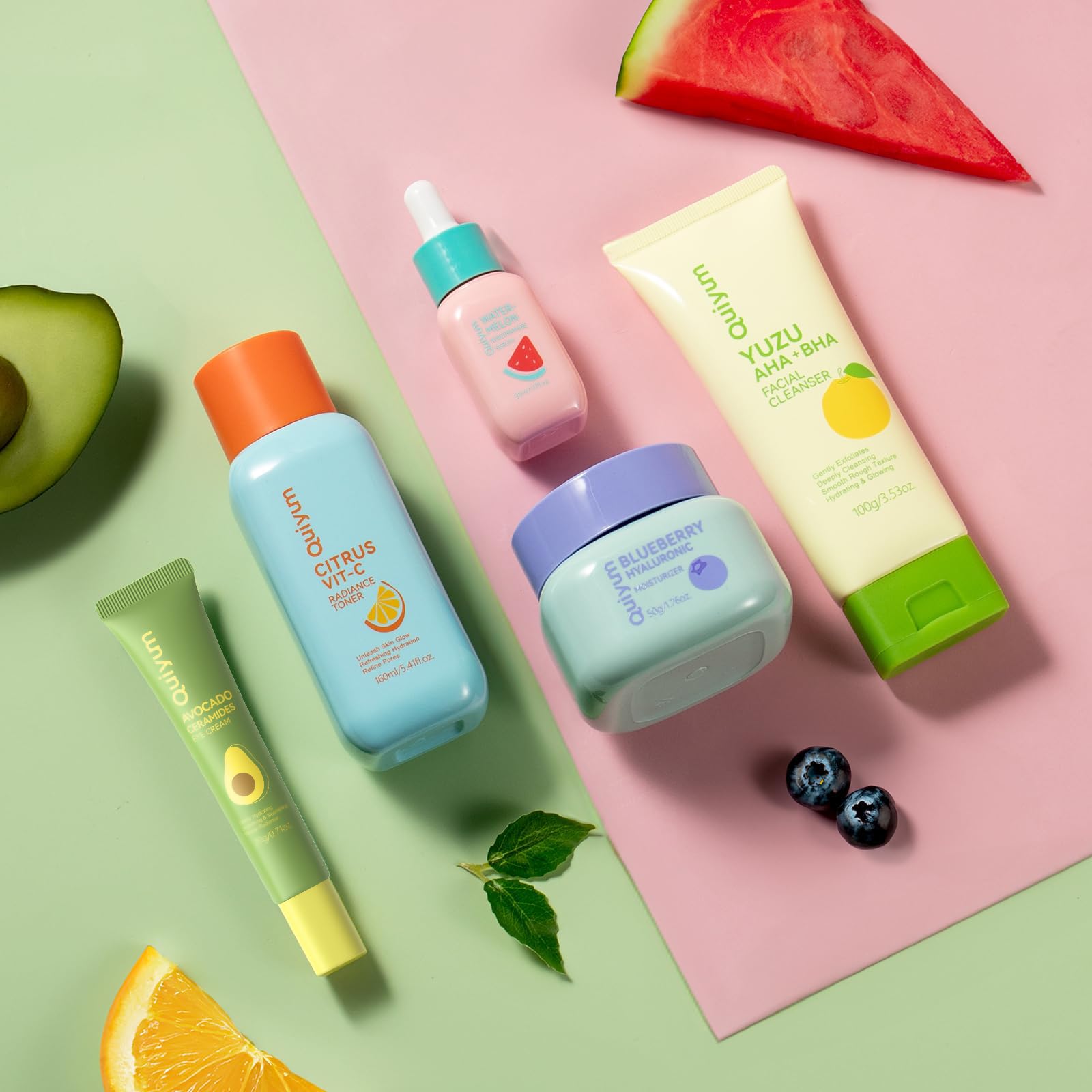 Fruit Skincare Set for Teen Girl, 5 Daily Routine Beauty Skin - QUIYUM