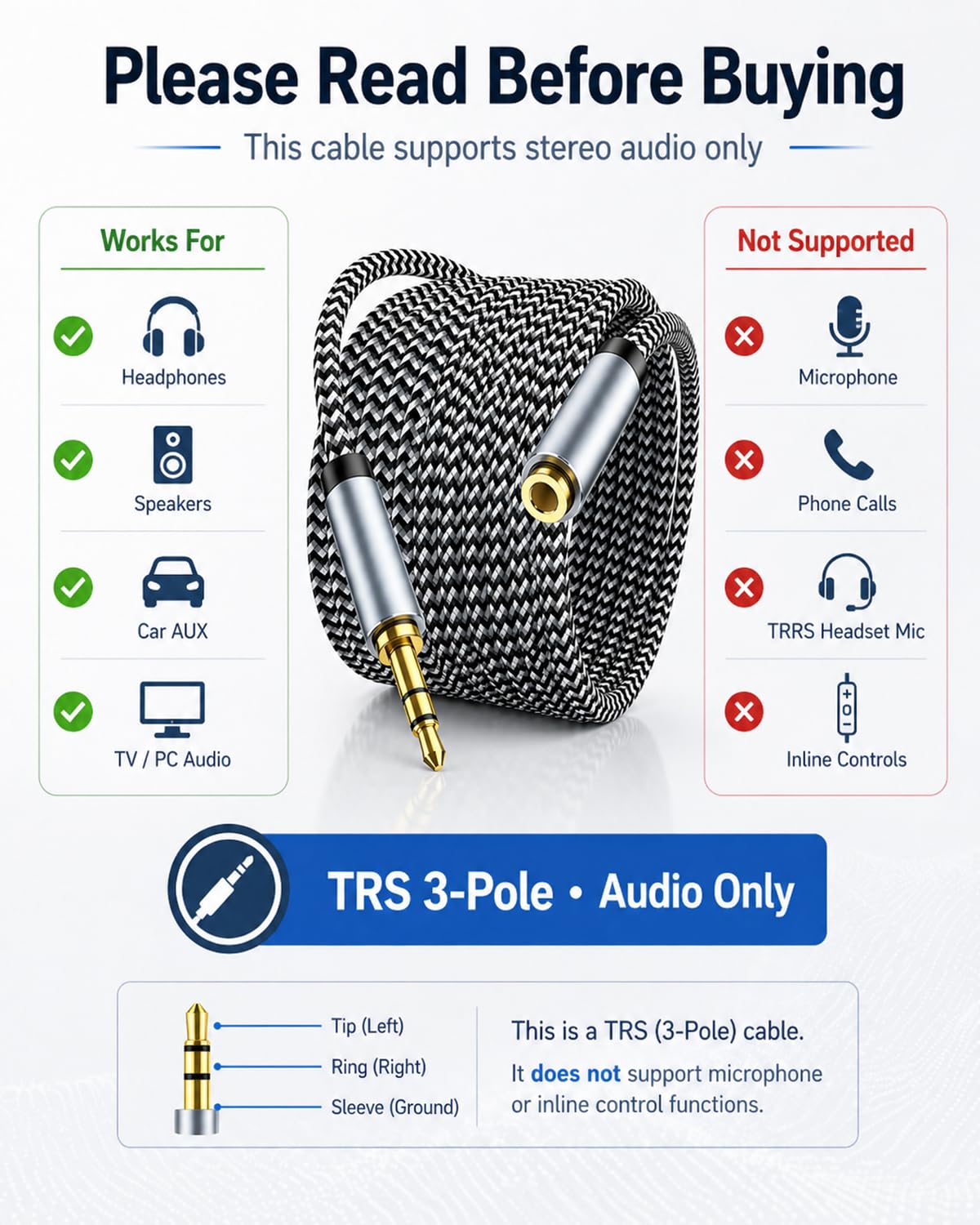 MORELECS 3.5mm Headphone Extension Cable 30ft, Nylon Braided Aux by MORELECS - Angle View 3