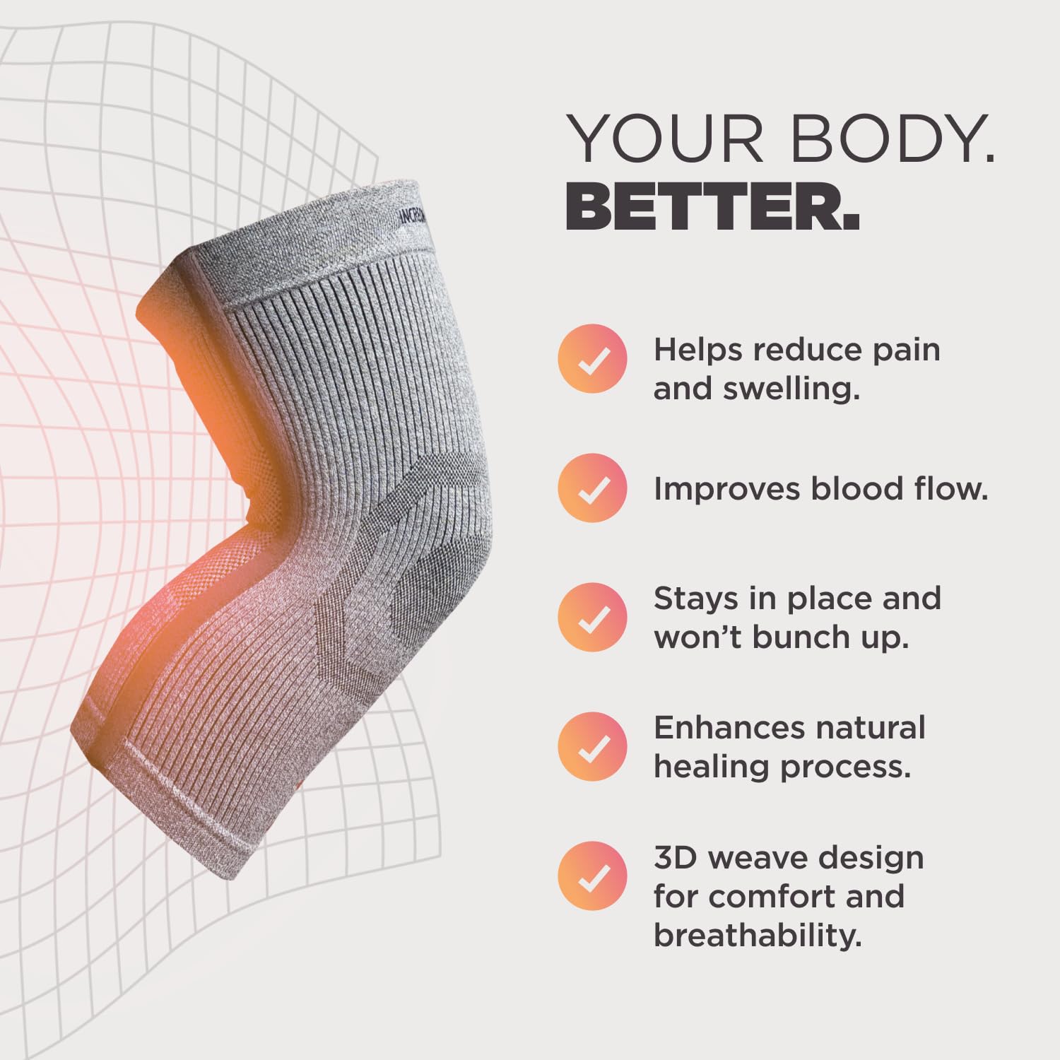 Incrediwear Knee Sleeve – Knee Braces for Knee Pain, Joint Pain Relief, Swelling, Inflammation Relief, and Circulation, Knee Support for Women and Men, Fits 18”-22” Above Kneecap (Black, Large)