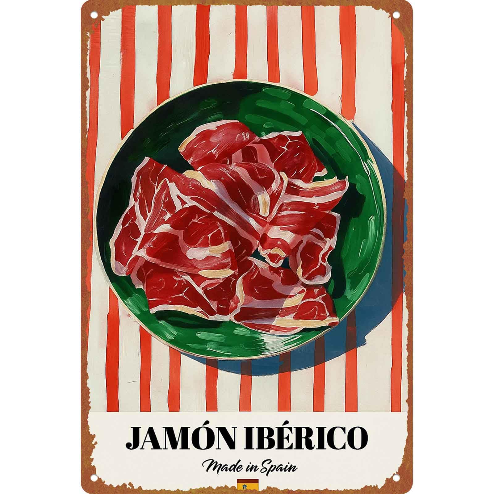 Vintage Spanish Jamón Ibérico Food Print - 8x12 Inch Aluminum - Product Imagery