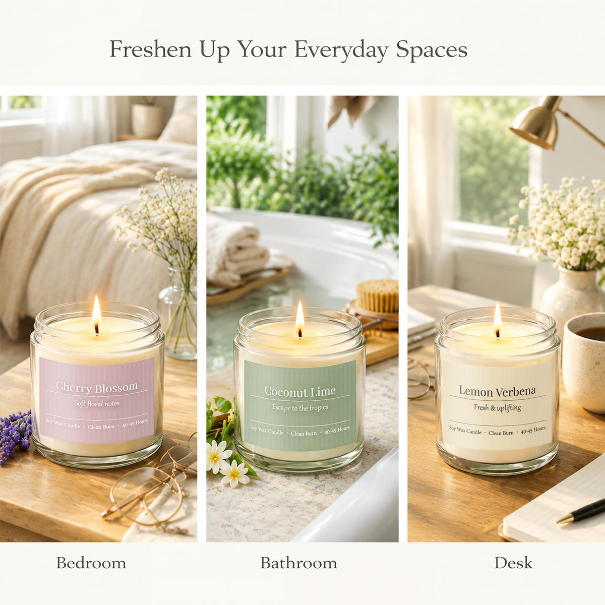 Scented Candles Gift Set 6 Pack Spring Summer Soy Wax - PELN Official Imagery - 5