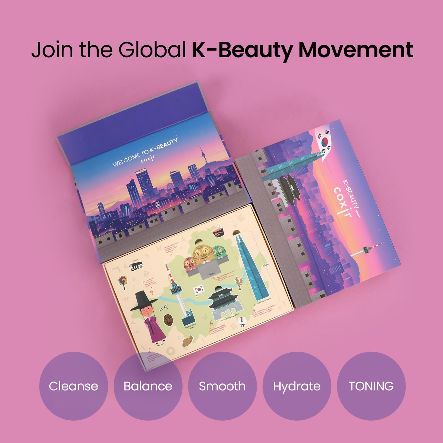 coxir Seoul Glow Korean Skincare Gift Set, 5-Step Routine - coxir