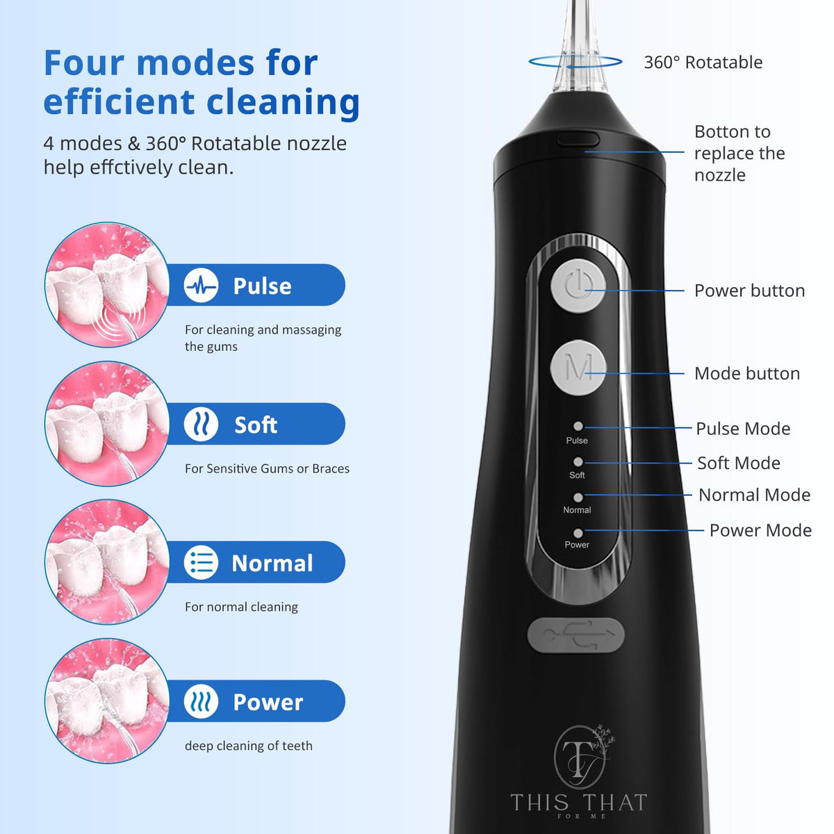 TTFM Electric Dental Water Flosser for Teeth Gums Braces - This That For Me Official Imagery - 4