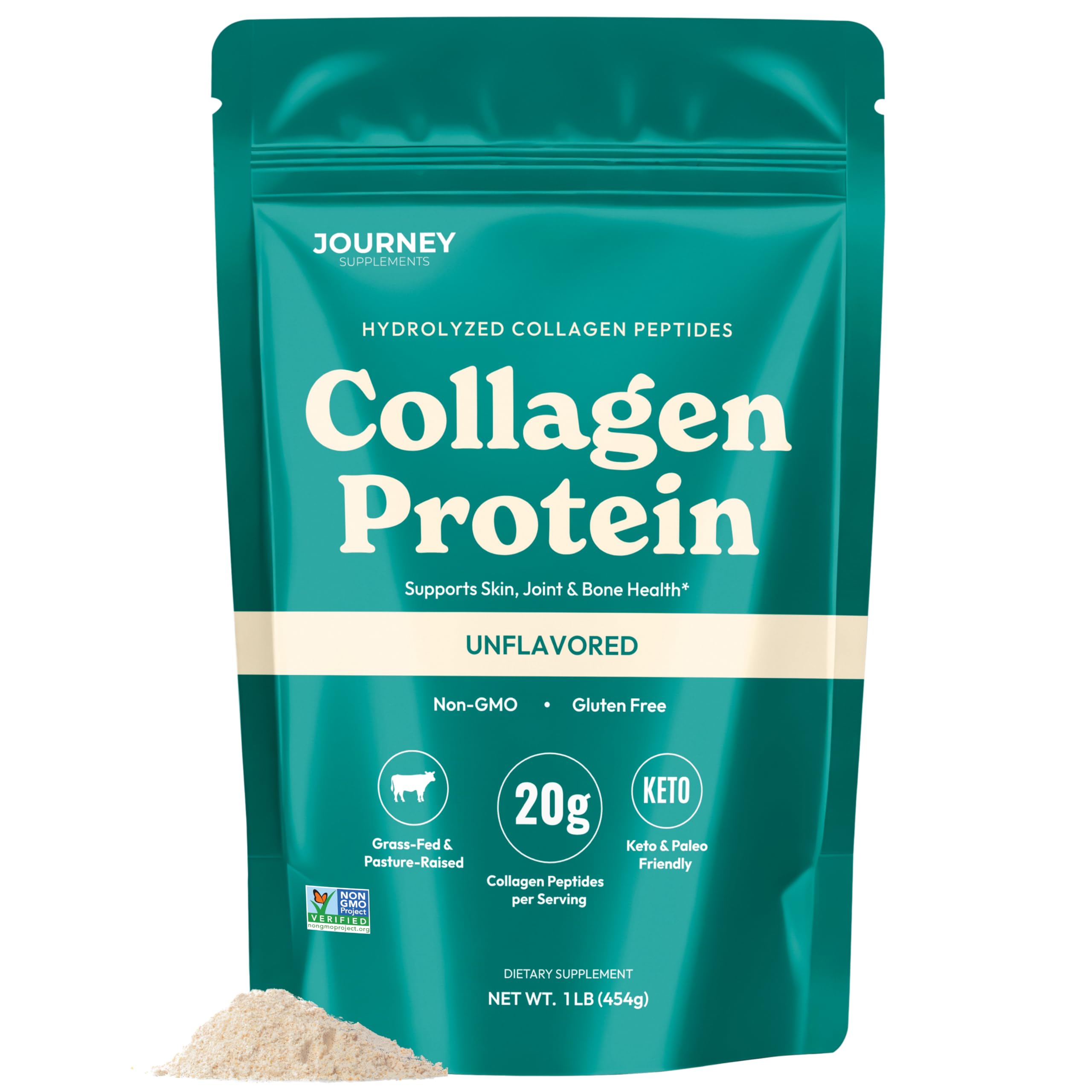 Journey Collagen Peptides Powder Unflavored Grass Fed - Journey Supplements Official Imagery - 1