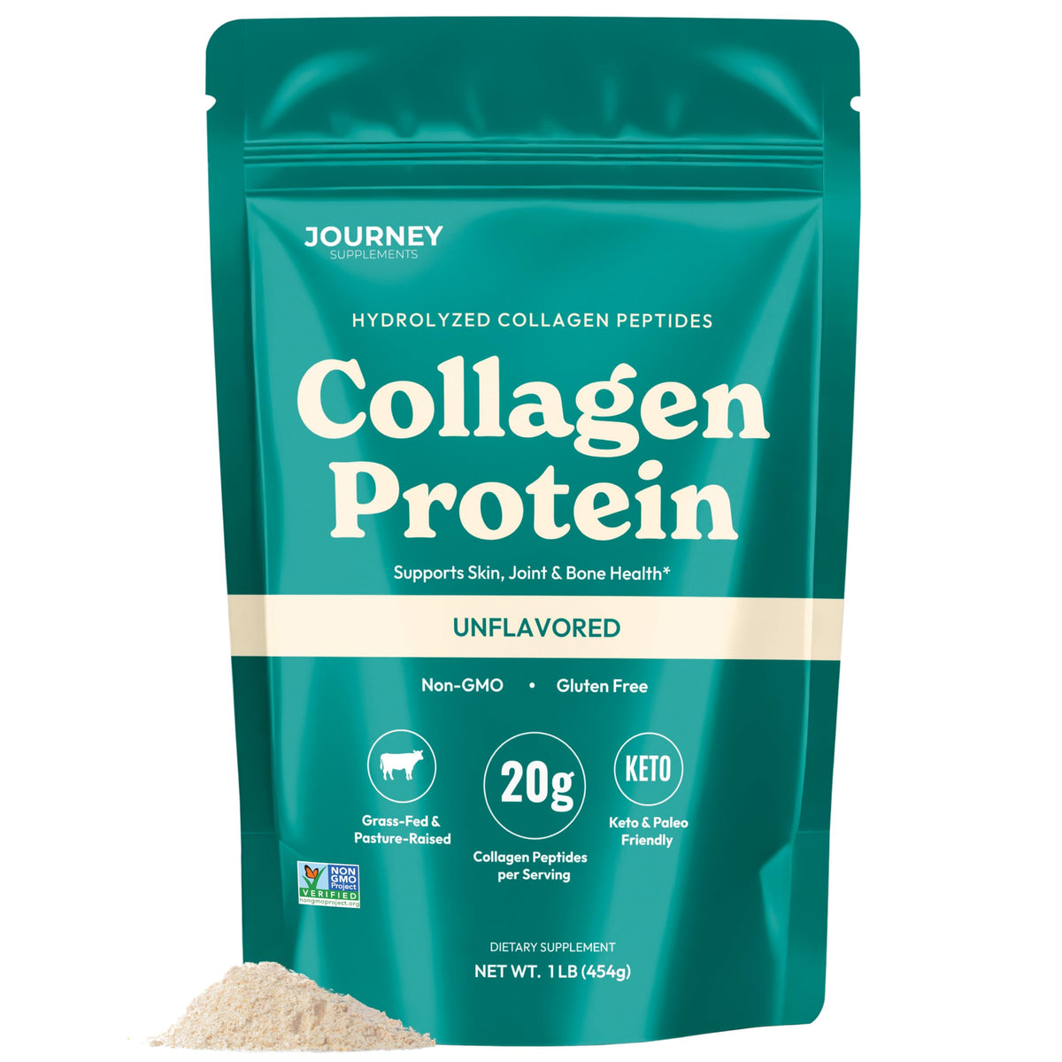 Journey Collagen Peptides Powder Unflavored Grass Fed - Journey Supplements Official Imagery - 2