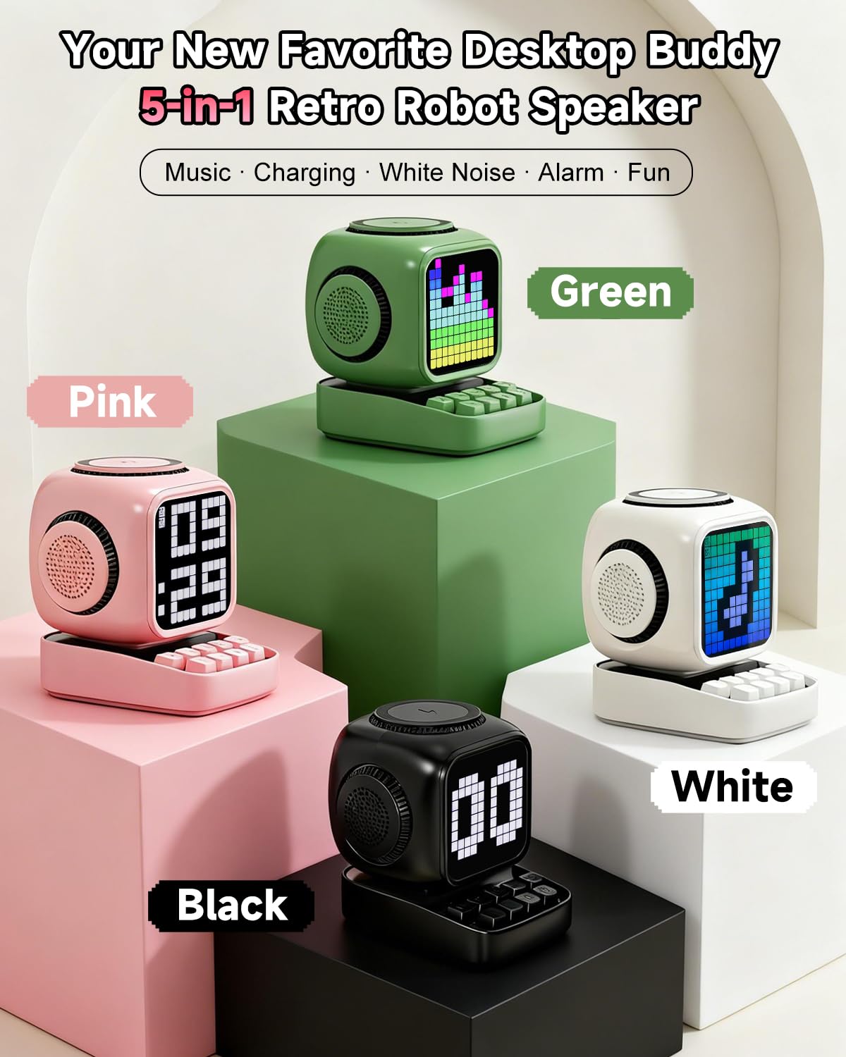 Retro Robot 5 in 1 Bluetooth Speaker 15W Wireless Charger - ALYNIC Official Imagery - 4