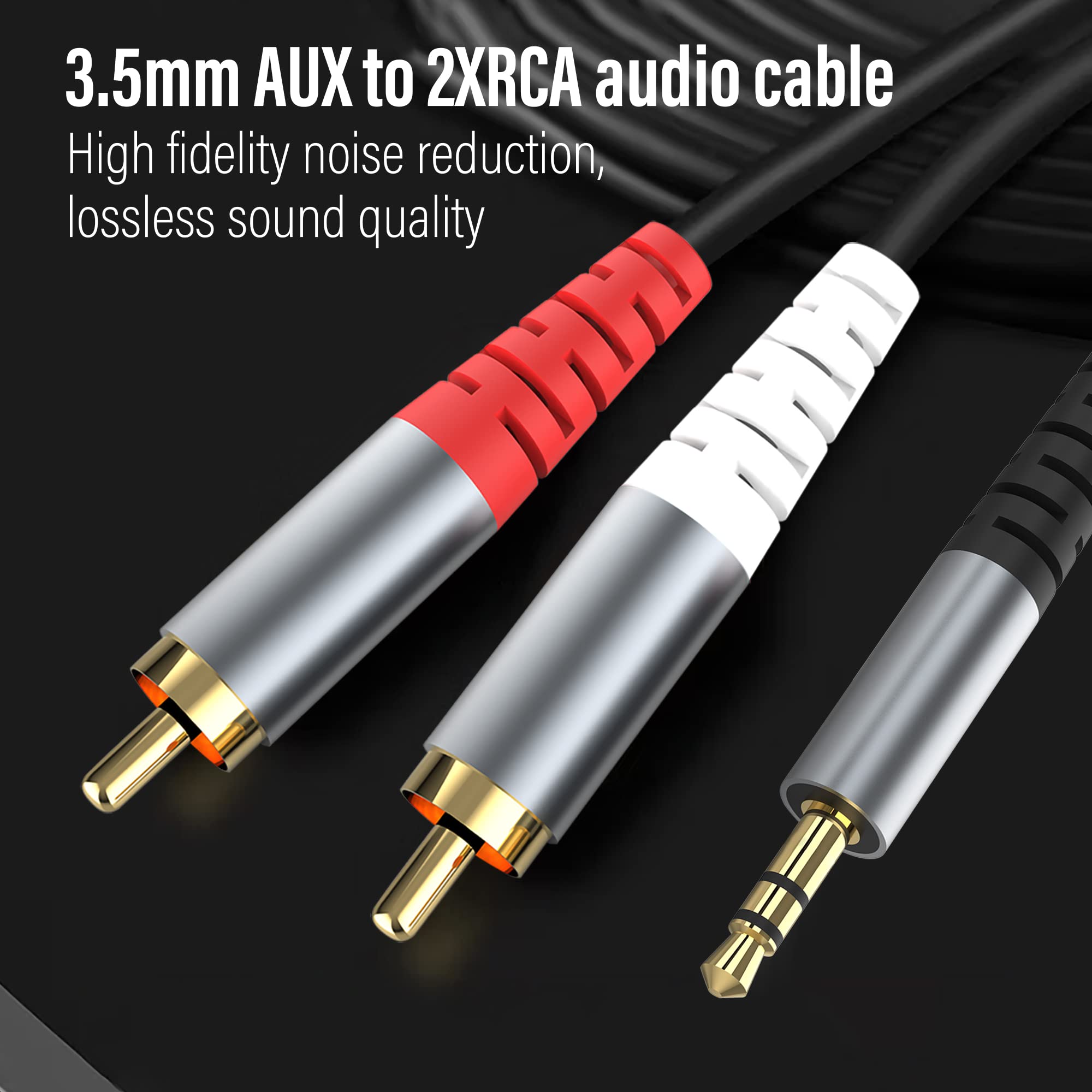 HIEbee RCA to 3.5mm AUX Cable,   3.5mm 1/8 to RCA 2-Male Headphon by HIEbee - Angle View 4