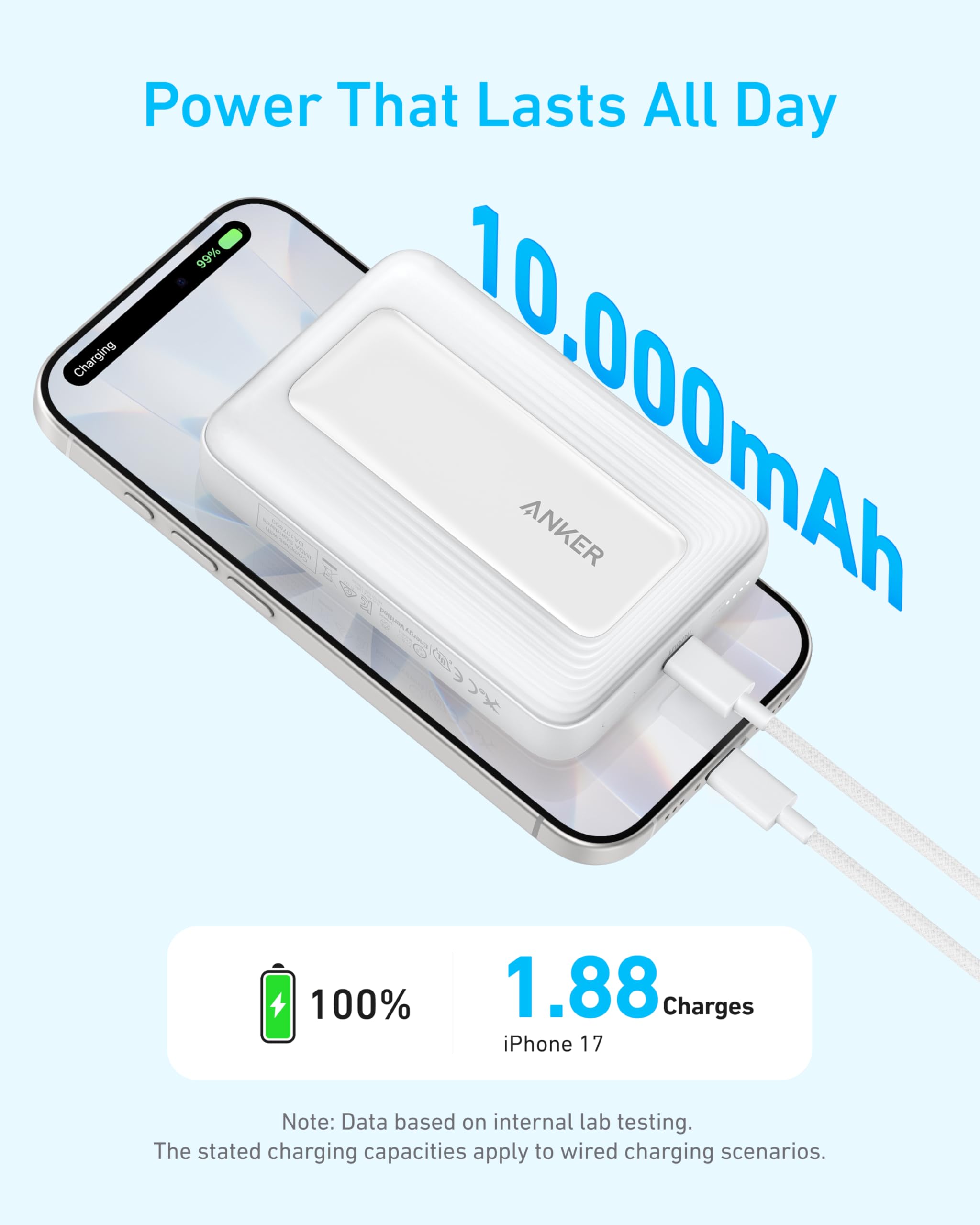 Anker Zolo Magnetic Power Bank 10 000mAh Magsafe Portable - Anker Official Imagery - 4