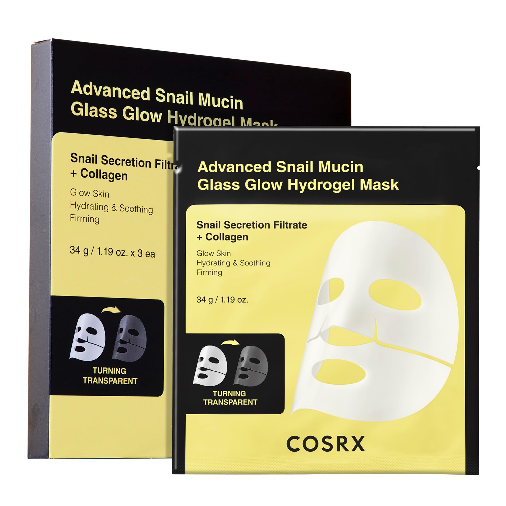 COSRX Advanced Snail Mucin Glass Glow Hydrogel Face Masks - COSRX