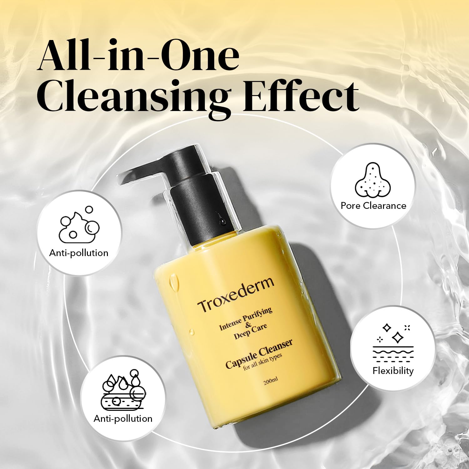 Collagen Capsule Cleanser – Korean Gel Face Wash with Peptides, - TROXEDERM